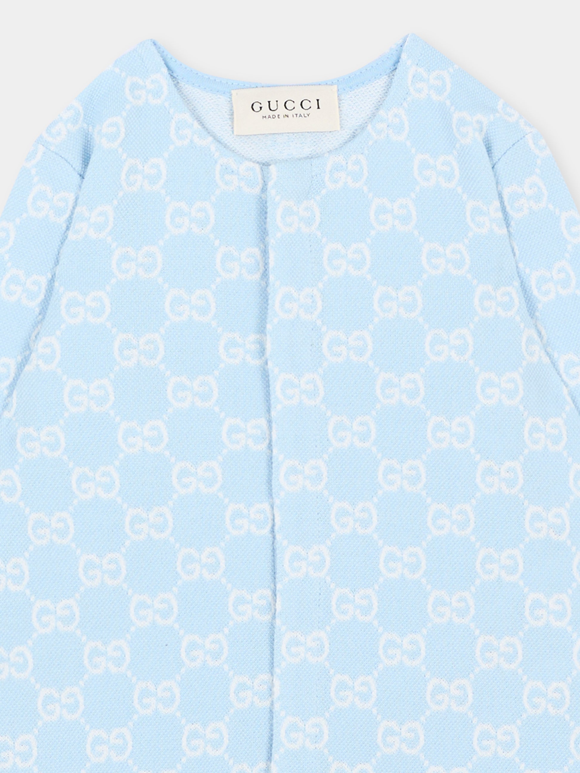 Set Tutina celeste per neonato monogramma GG,Gucci Kids,870882 XJHA9 4914