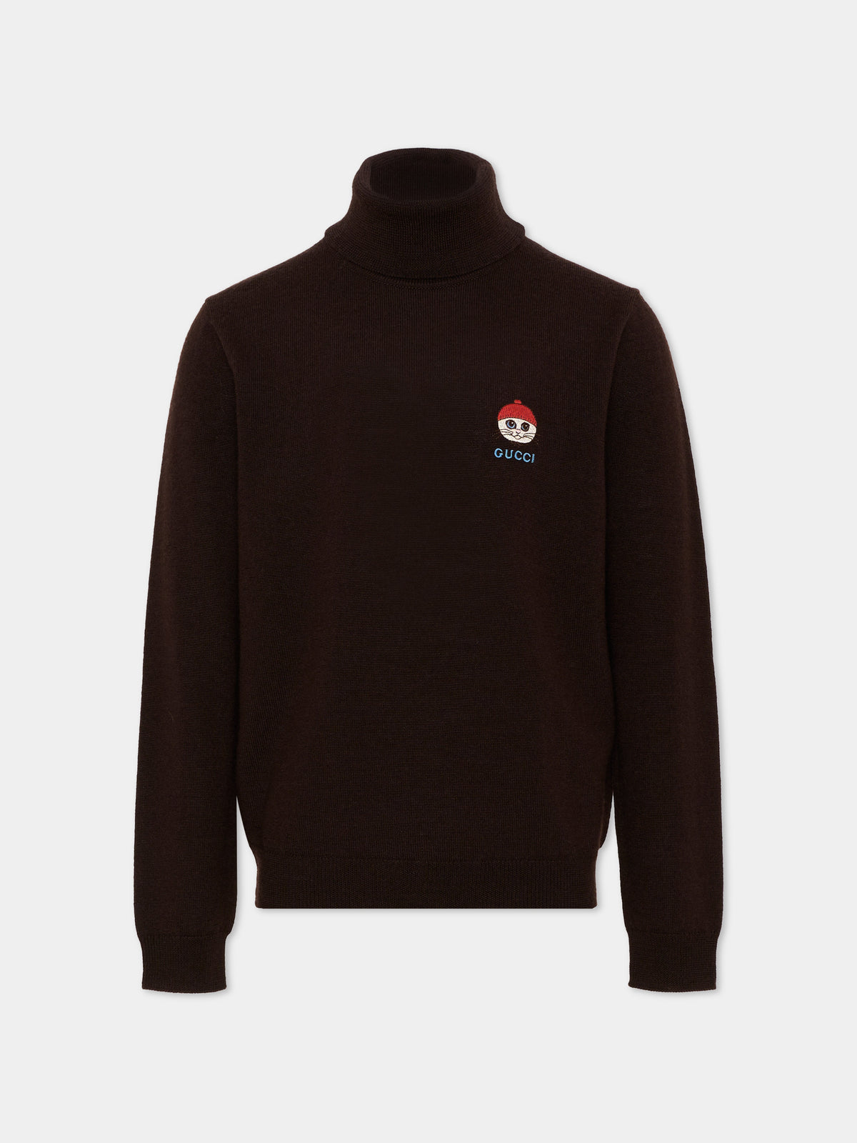 Pull col roulé marron pour enfants avec logo