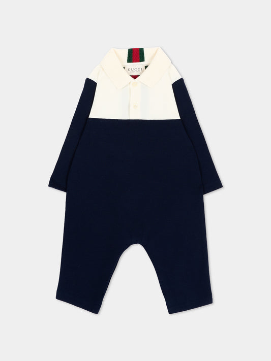 Tutina blu bicolore per neonato,Gucci Kids,870880 XJHVF 4306