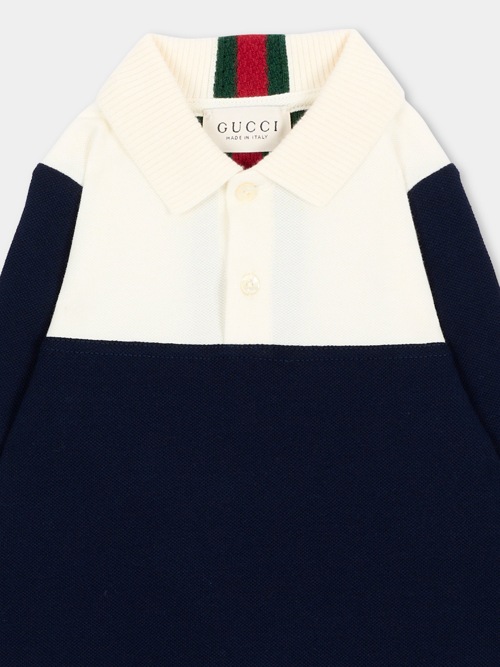 Tutina blu bicolore per neonato,Gucci Kids,870880 XJHVF 4306