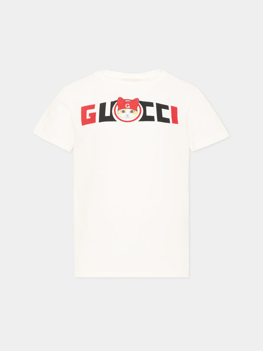 T-shirt à manches courtes ivoire pour garçon logo