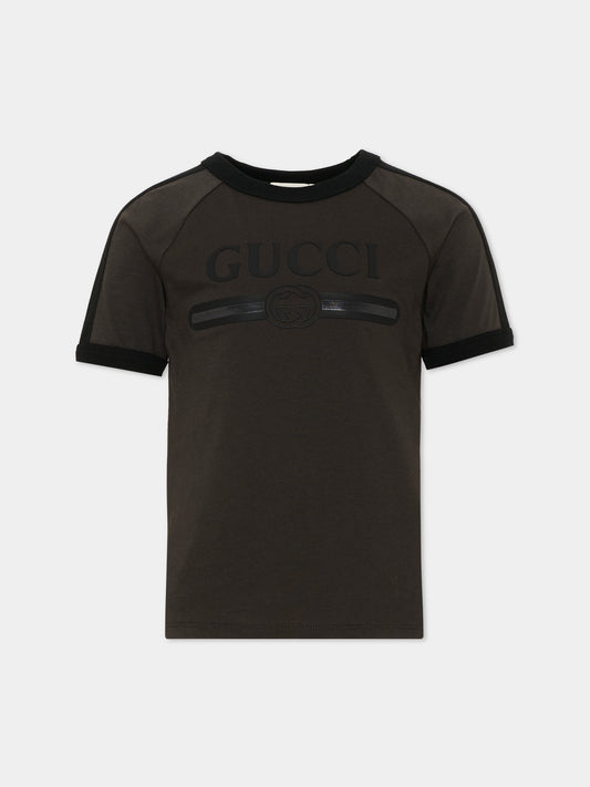 T-shirt noire  pour enfants avec logo