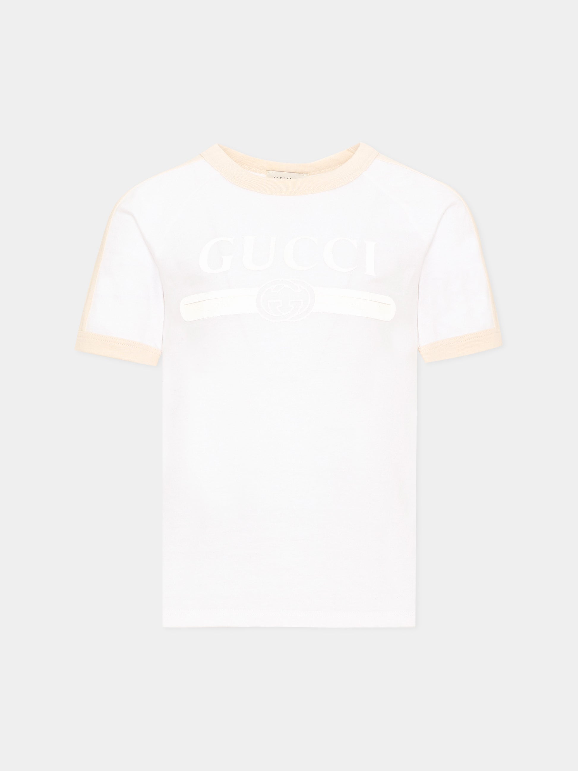 T-shirt a manica corta bianca per bambini logo,Gucci Kids,864634 XJHW6 9043