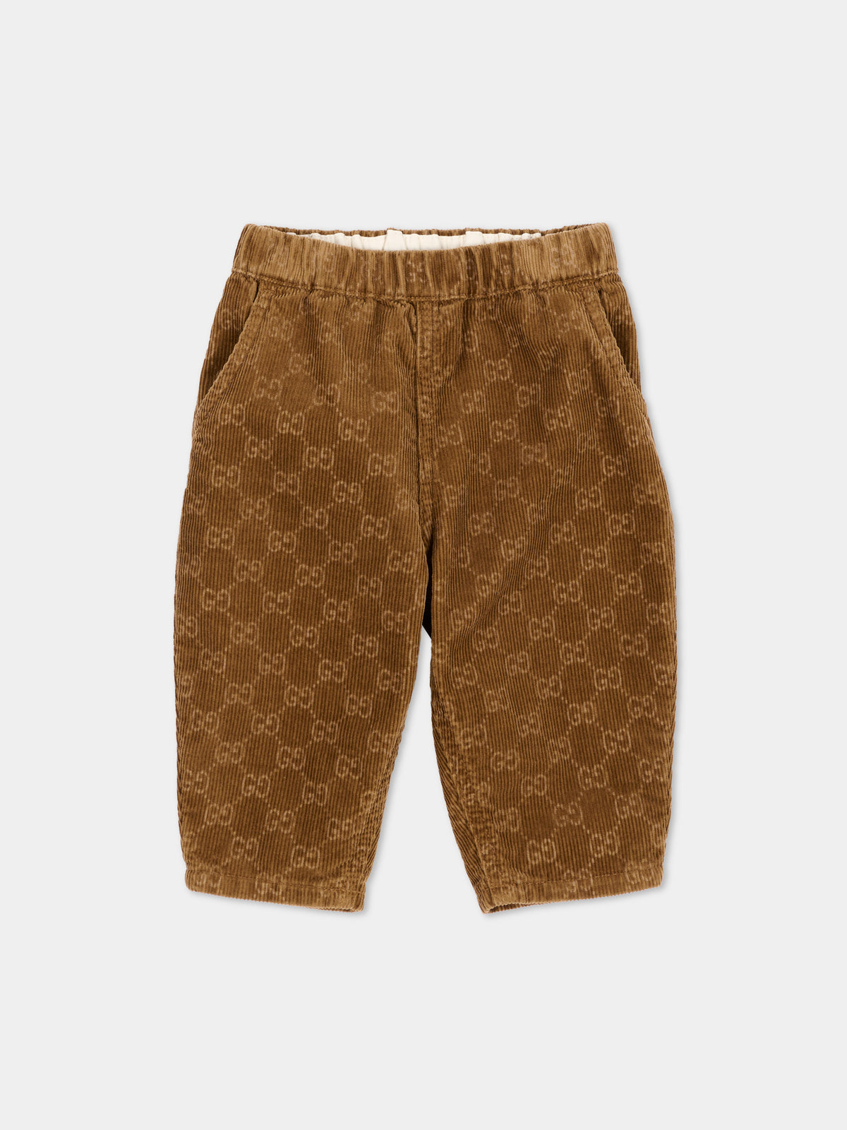 Pantalon marron pour bébé garçon avec monogramme GG
