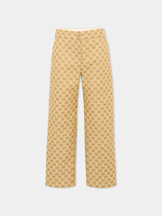 Pantalon beige monogramme GG pour fille