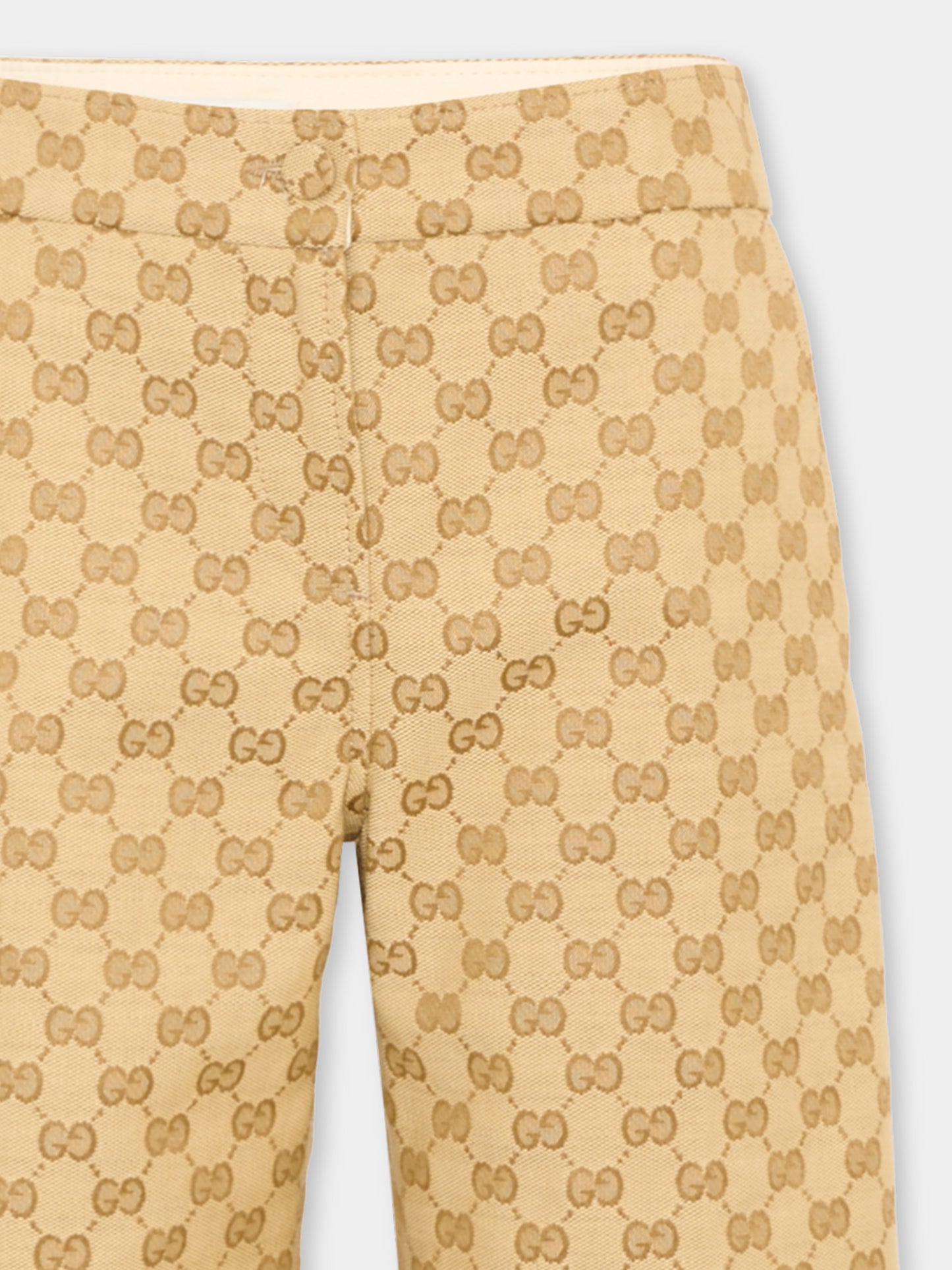 Pantalon beige monogramme GG pour fille
