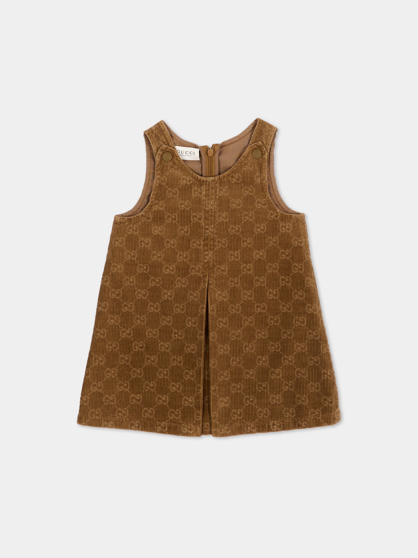 Vestito a manica corta marrone per neonata monogramma GG,Gucci Kids,873288 XDDF9 2230