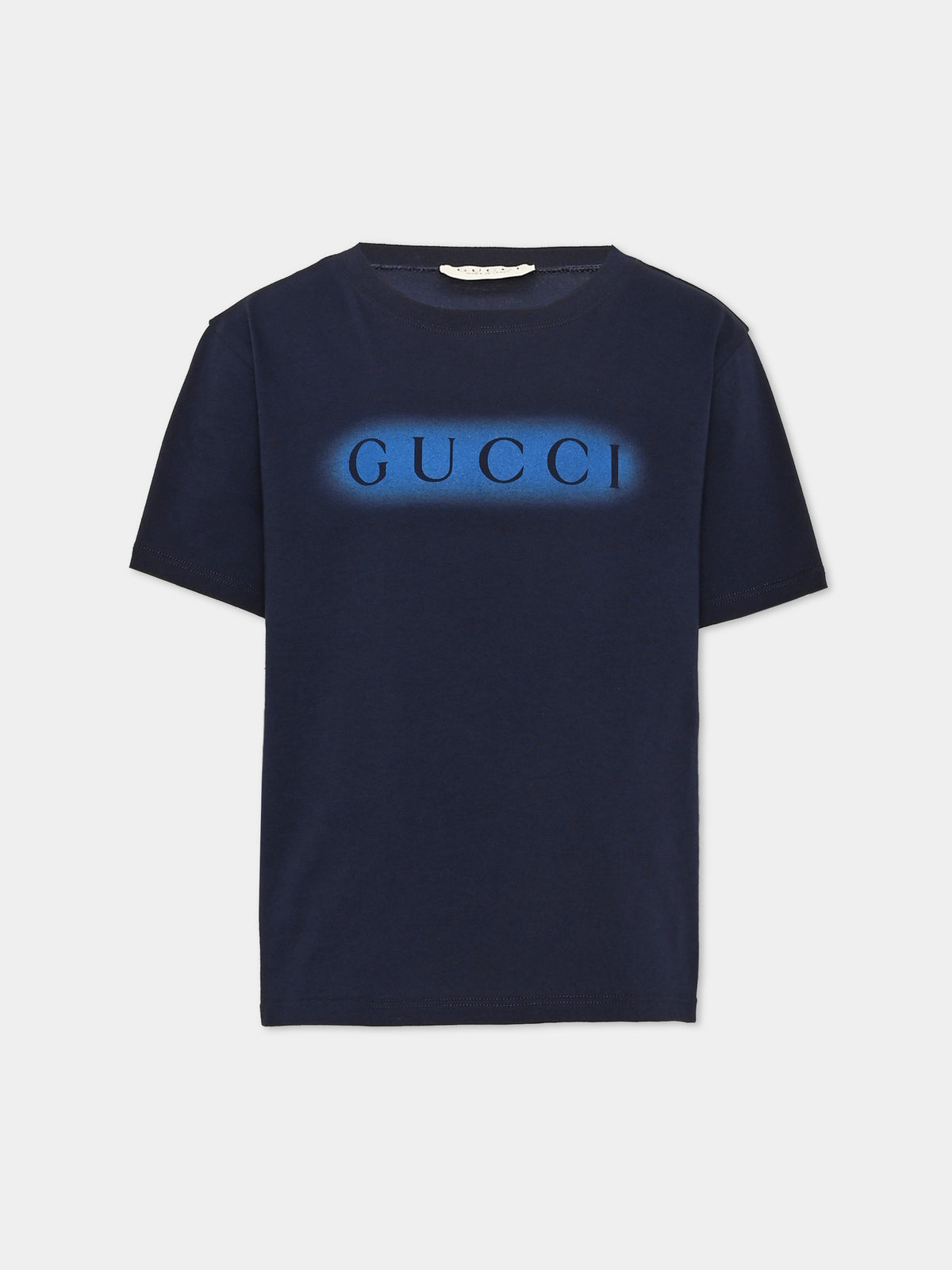 T-shirt a manica corta blu per bambino con logo,Gucci Kids,575114 XJHW7 4858