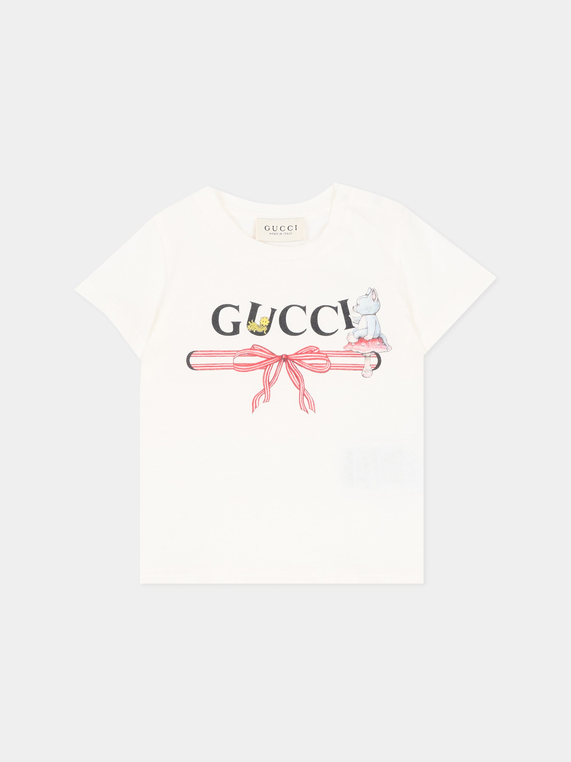 T-shirt bianca per neonata con logo,Gucci Kids,834639 XJHY8 9214