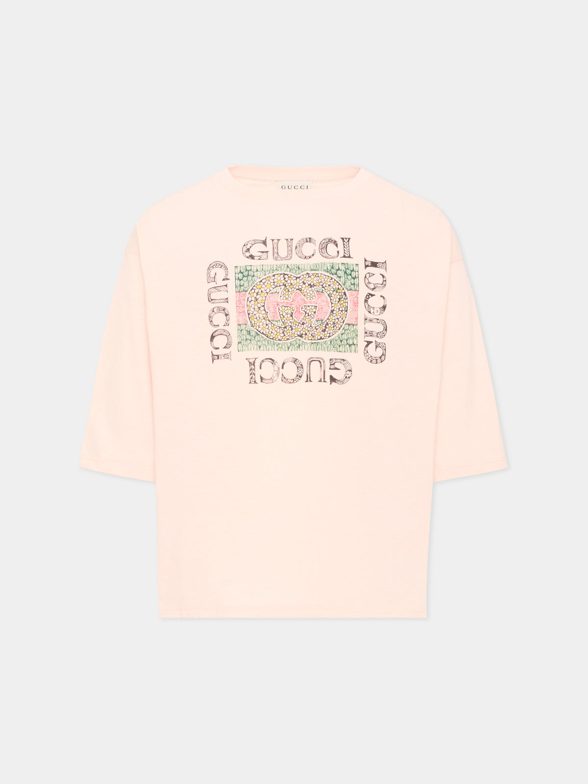 T-shirt à manches longues rose pour fille logo