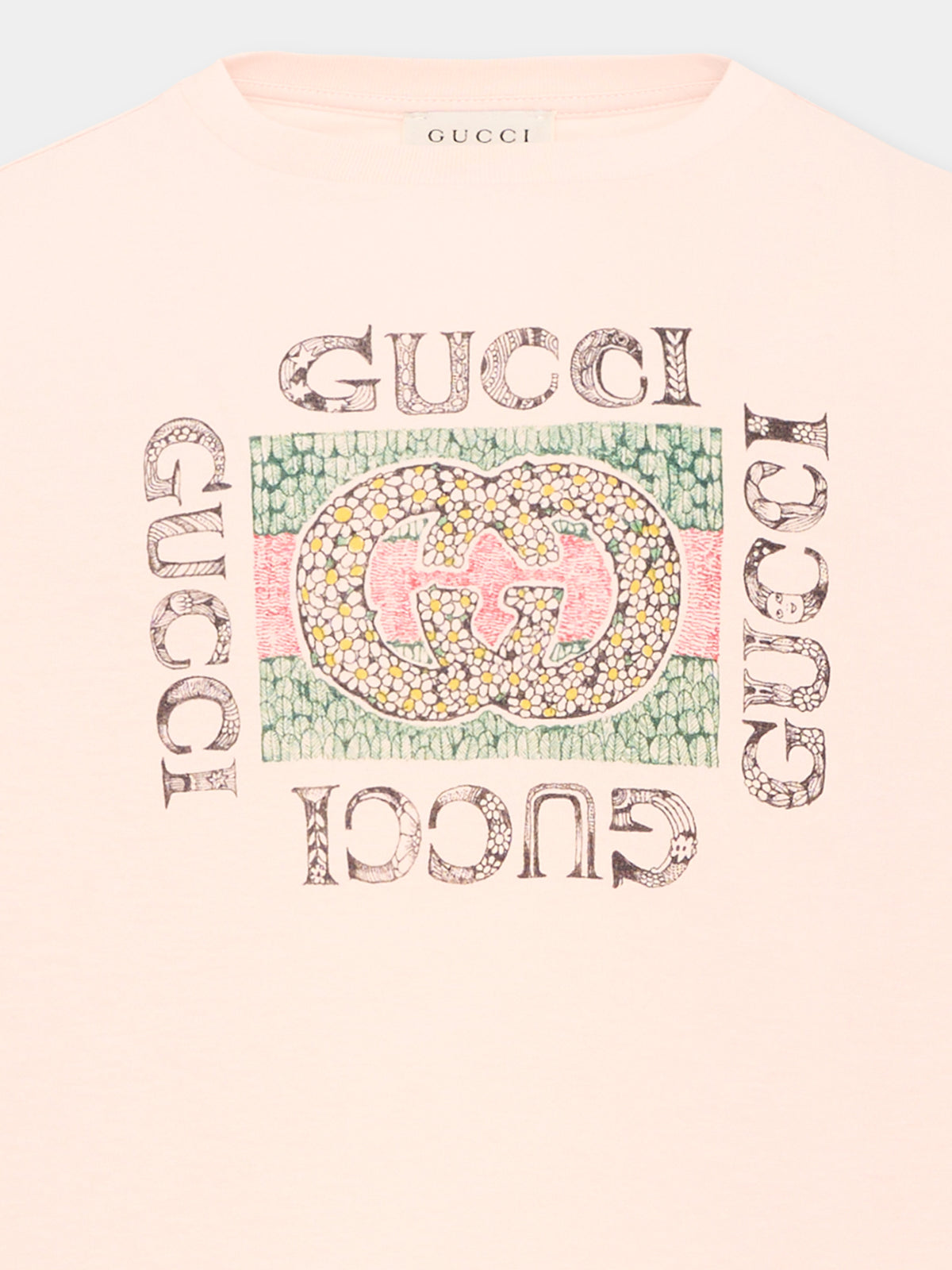 T-shirt à manches longues rose pour fille logo