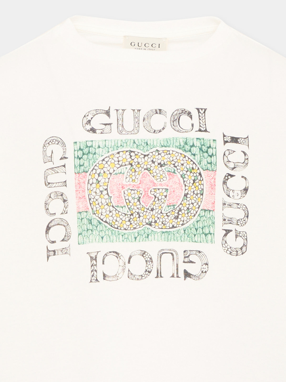 T-shirt à manches longues ivoire pour fille logo
