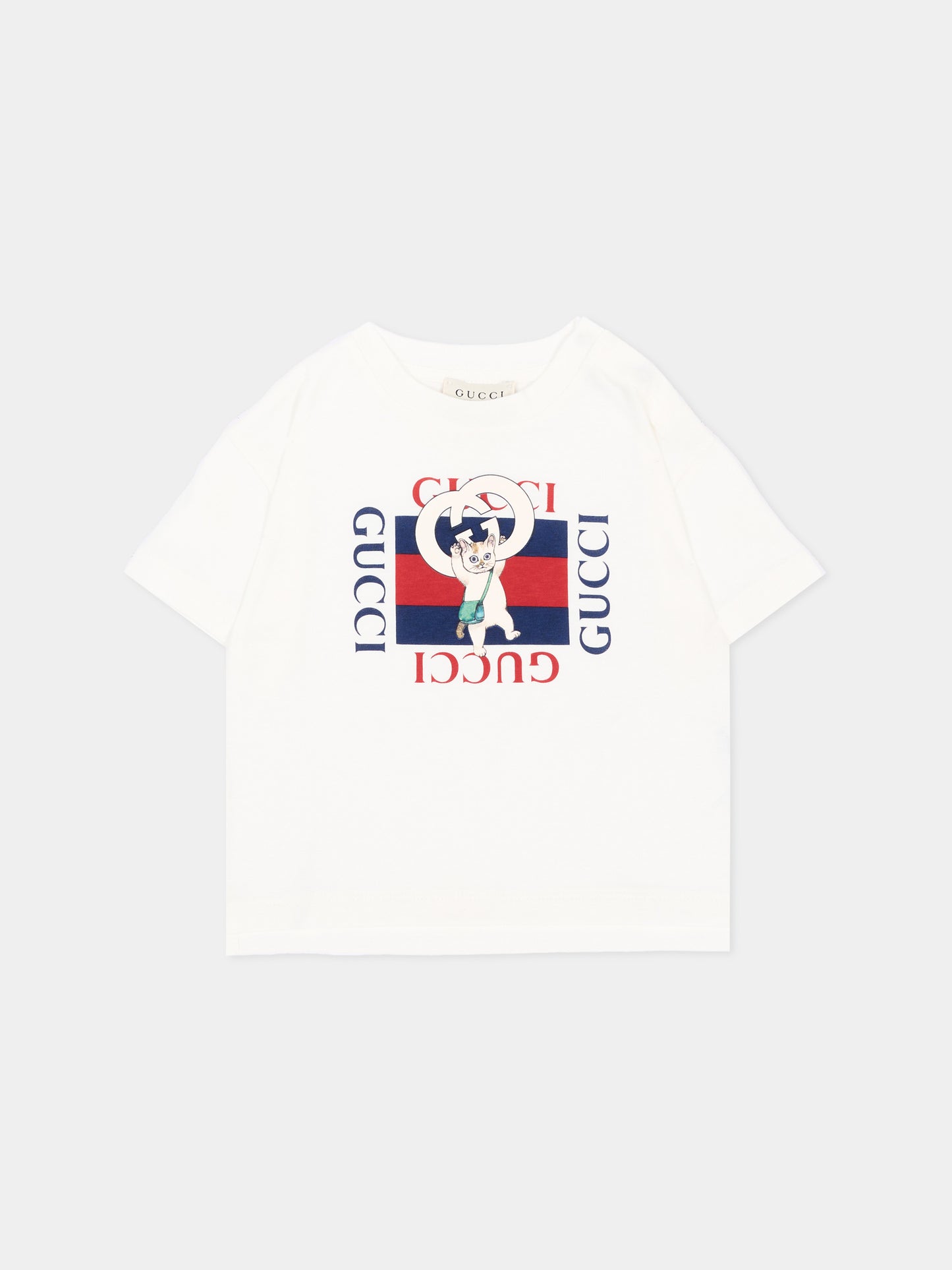 T-shirt a manica corta avorio per neonato logo,Gucci Kids,873800 XJHY7 9214