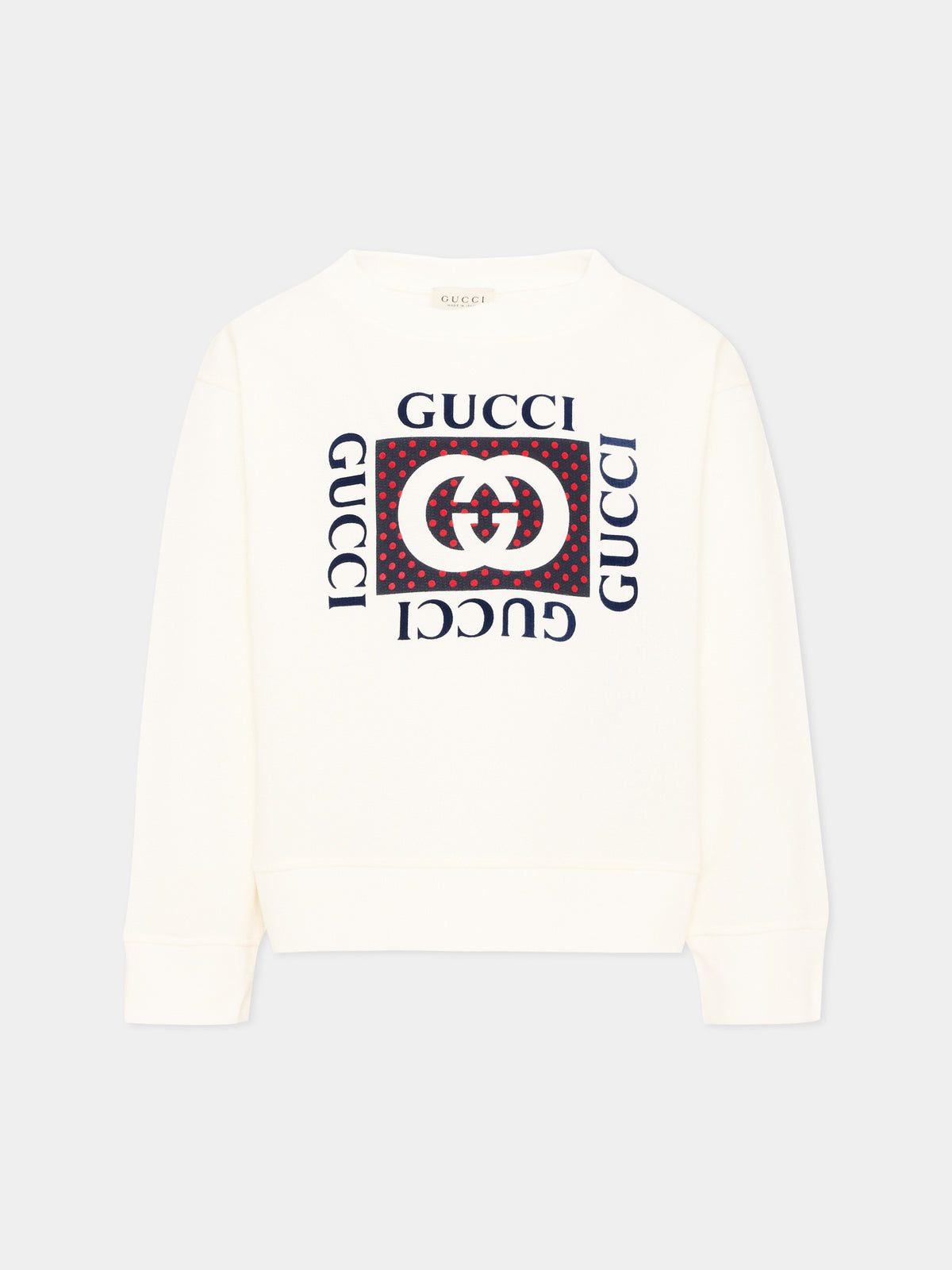 Sweat-shirt à col rond ivoire pour fille logo