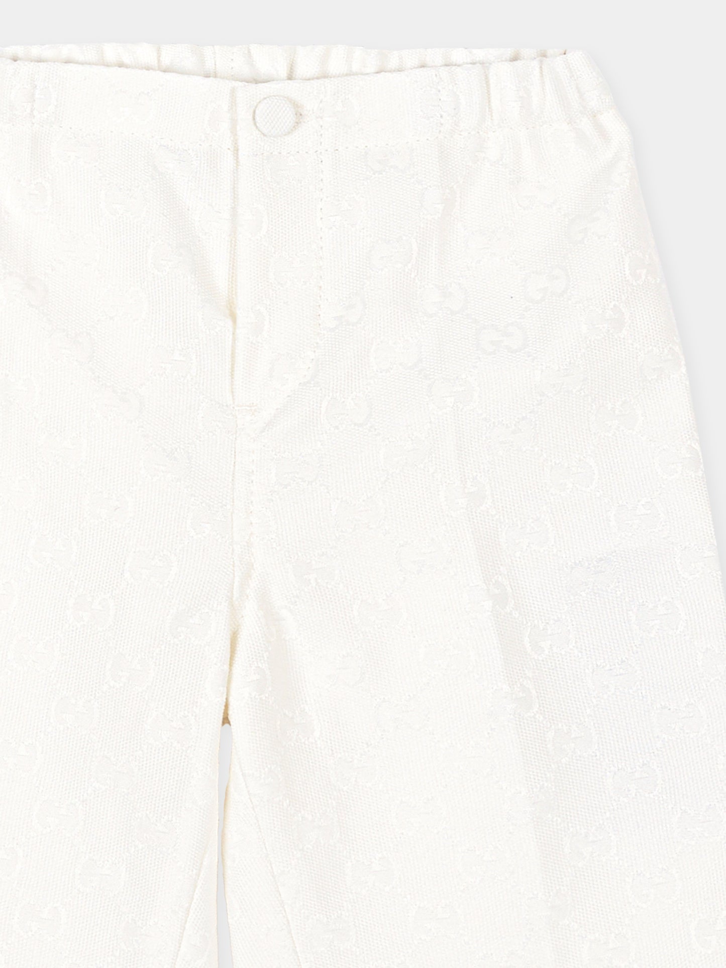 Pantalone avorio Jacquard GG per neonato,Gucci Kids,870281 XWA9R 9003