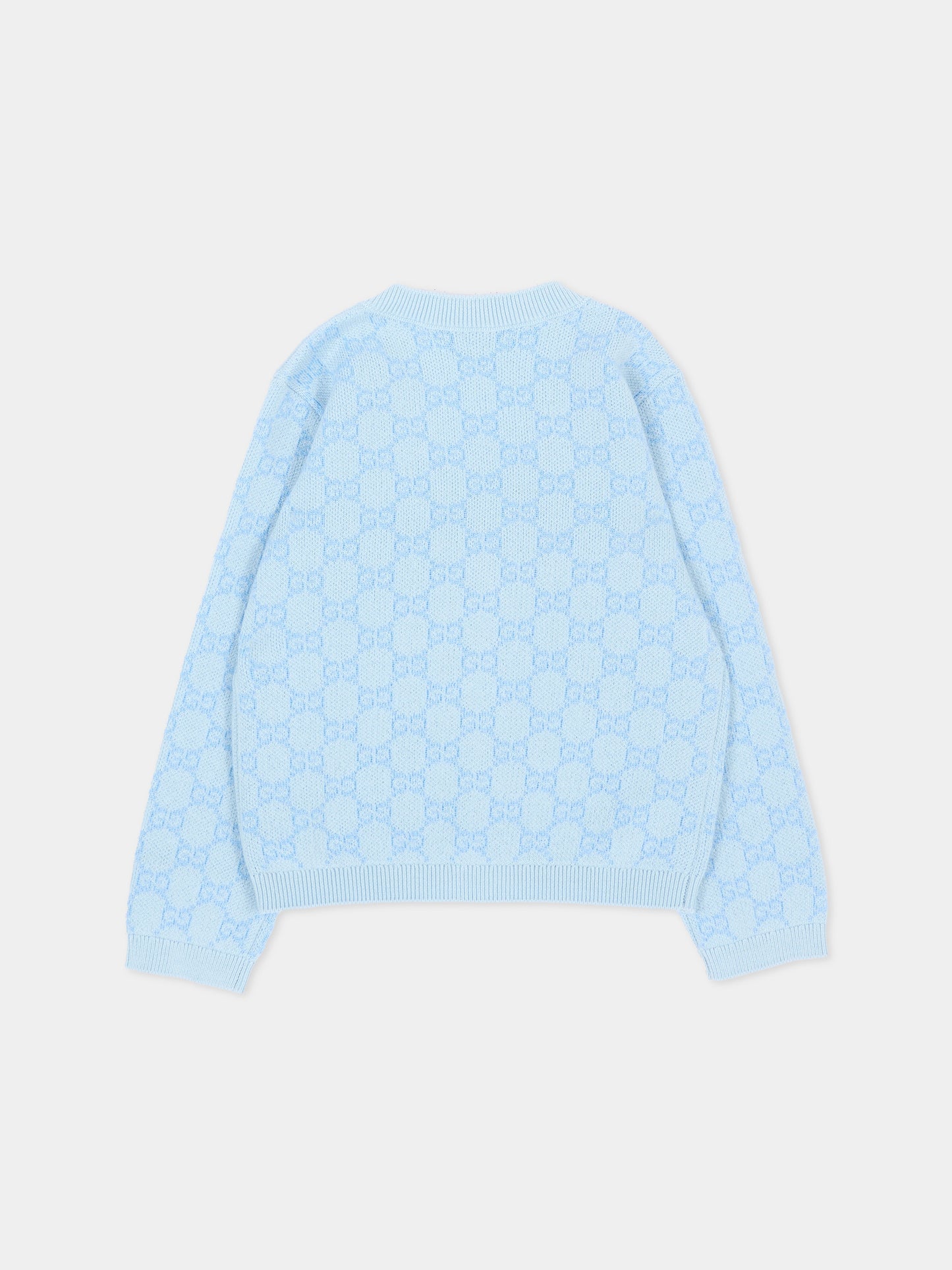 Cardigan celeste per neonato Jacquard GG,Gucci Kids,834348 XKFQX 4012