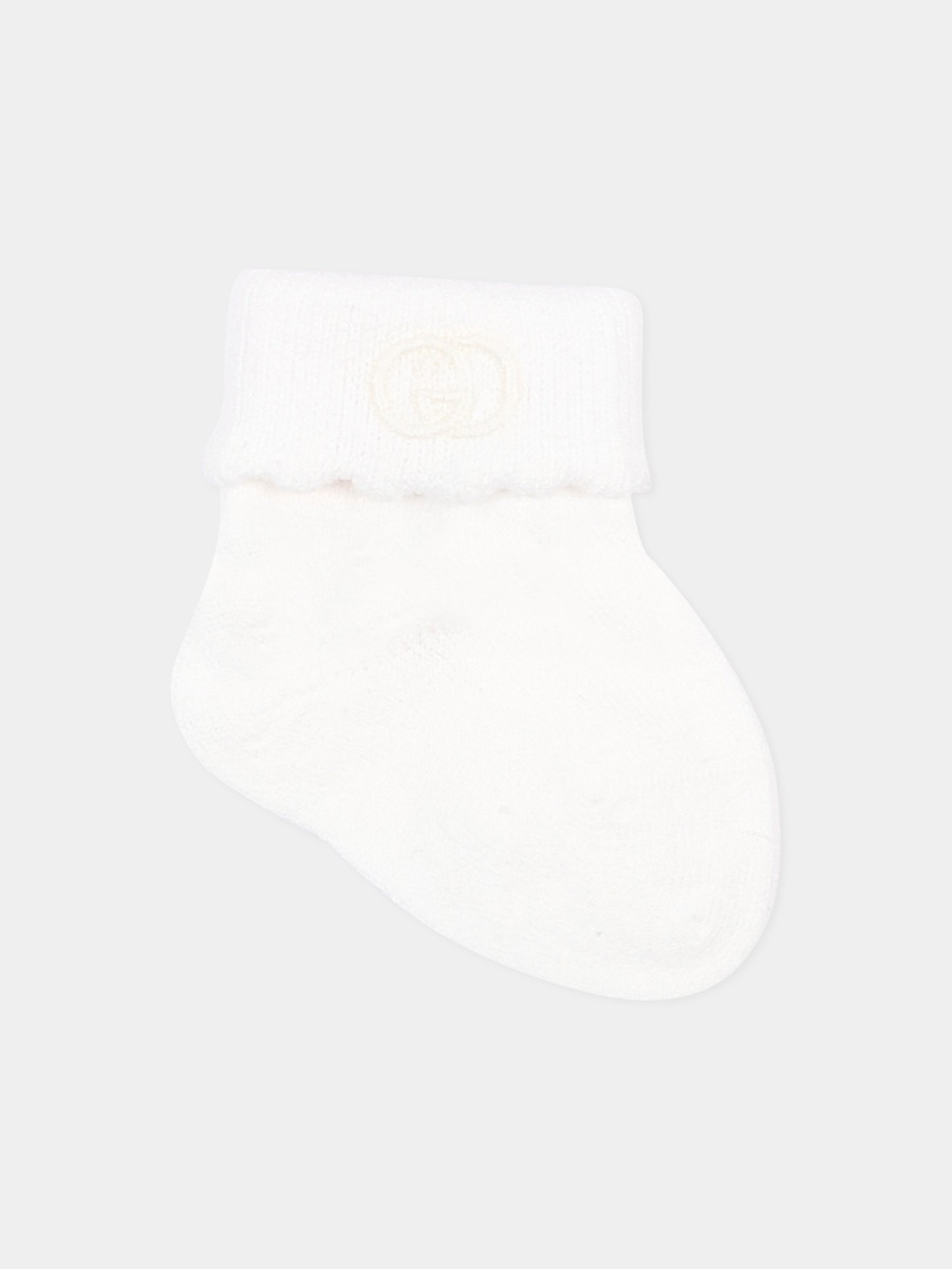 Calzini avorio per neonato logo GG,Gucci Kids,A007NF 3KACB 9100