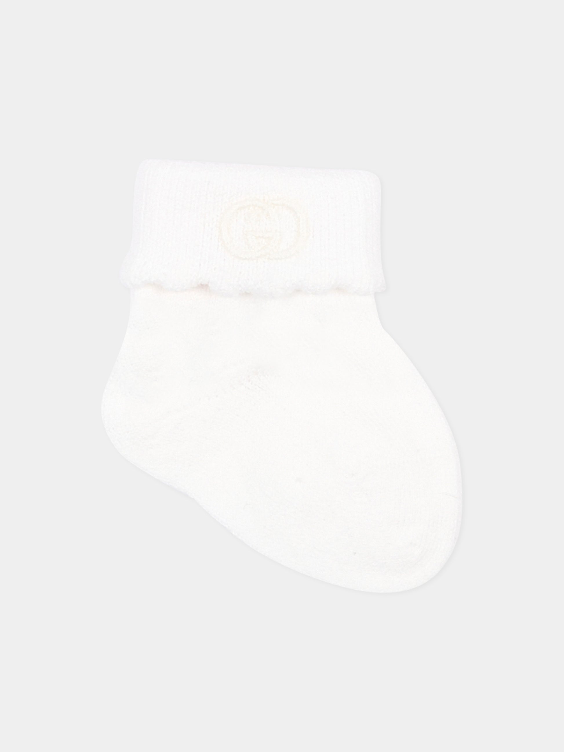 Calzini avorio per neonato logo GG,Gucci Kids,A007NF 3KACB 9100