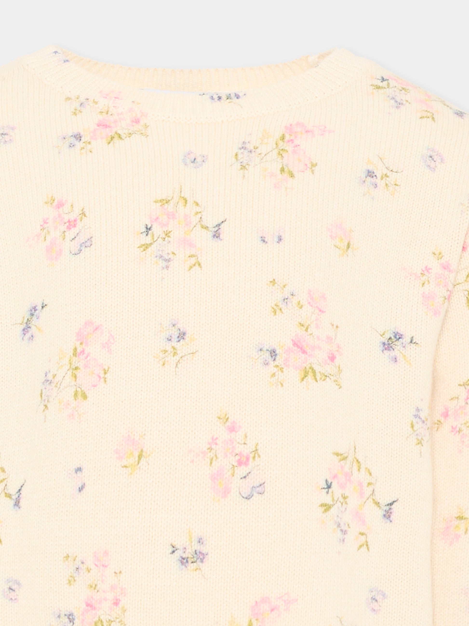 Maglione avorio floreale per bambina,Philosophy,I9H615 8717 029F