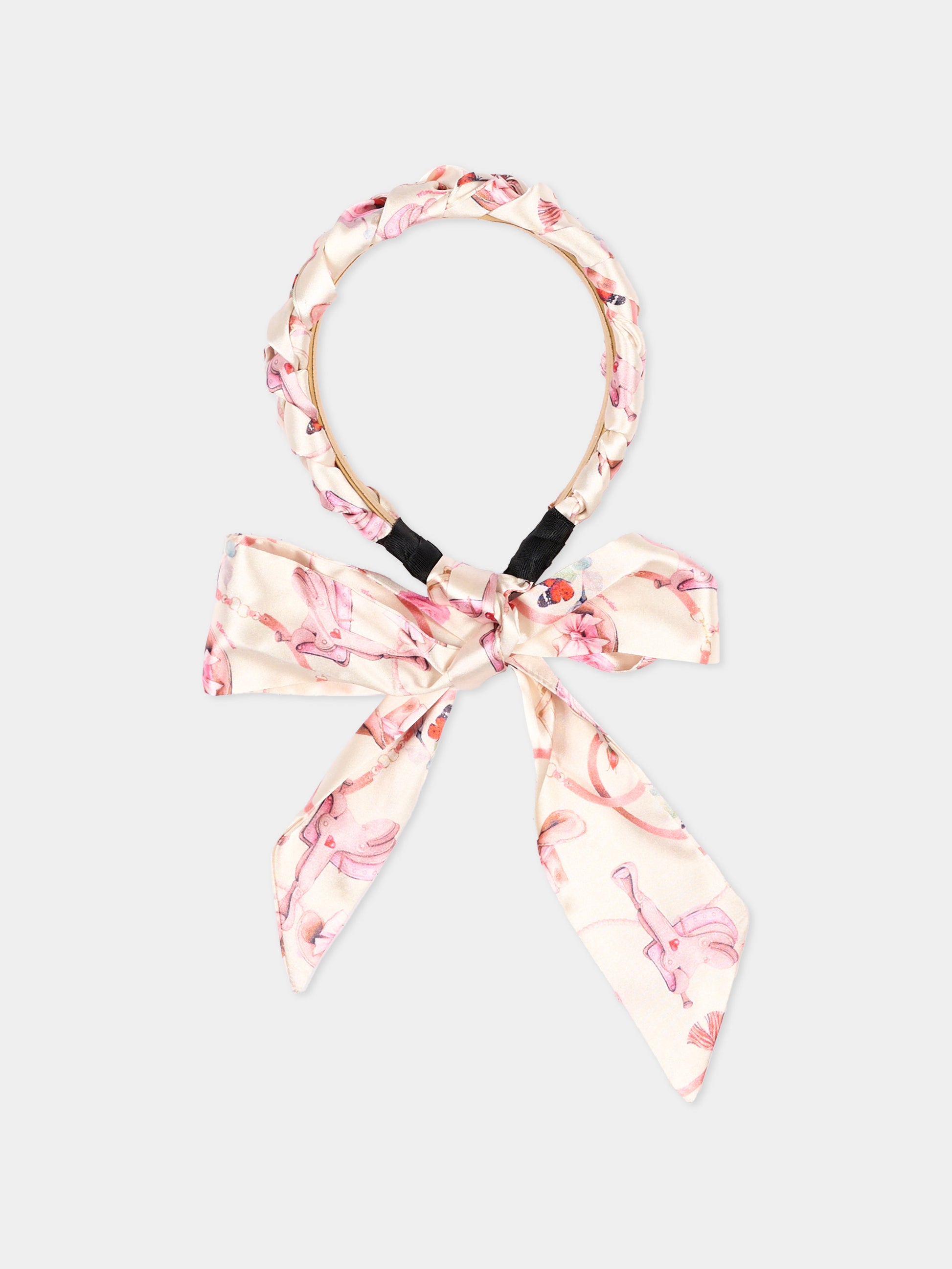 Cerchietto avorio per bambina floreale,Monnalisa,19H001 8081 029F