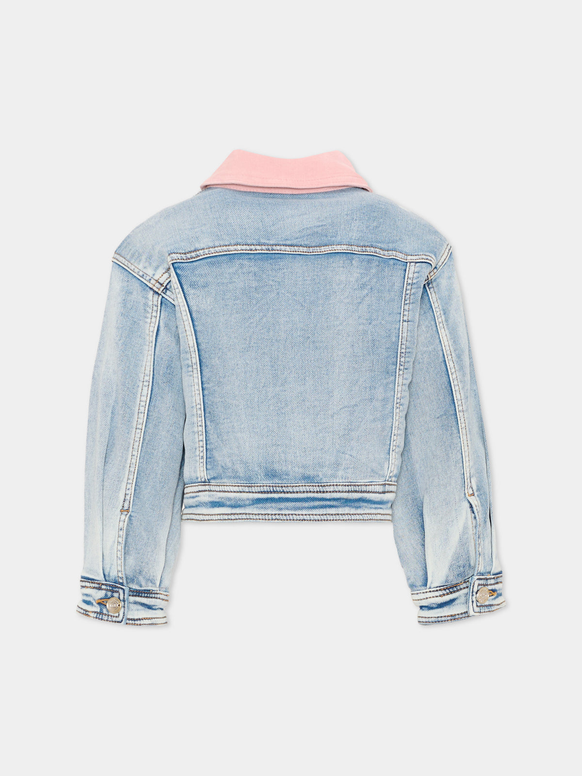 Giubbotto Di Jeans denim per bambina con fiori,Monnalisa,19H103 8042 0062