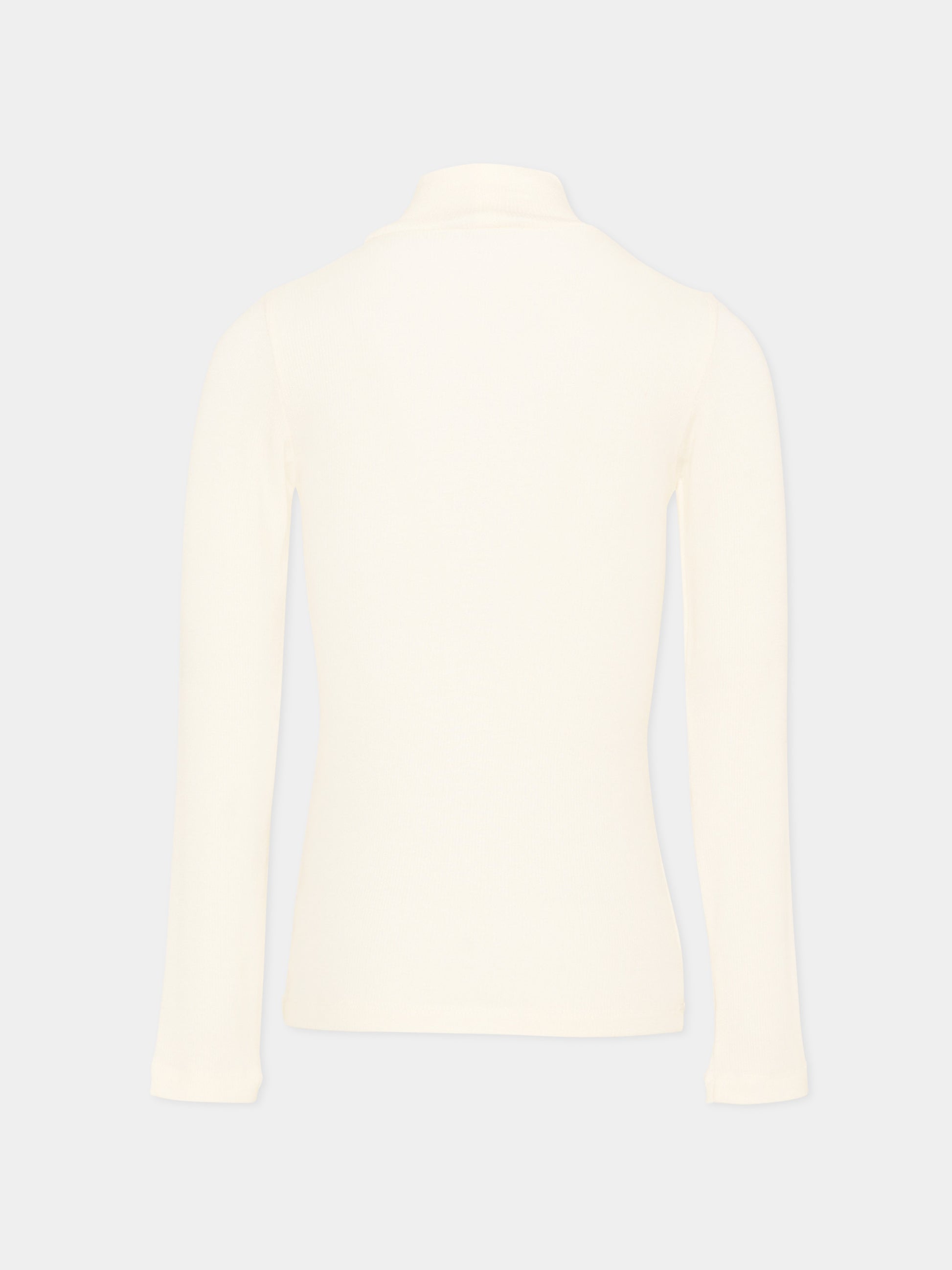 Dolcevita avorio in maglia per bambina con logo,Monnalisa,17HLUC 8212 0001