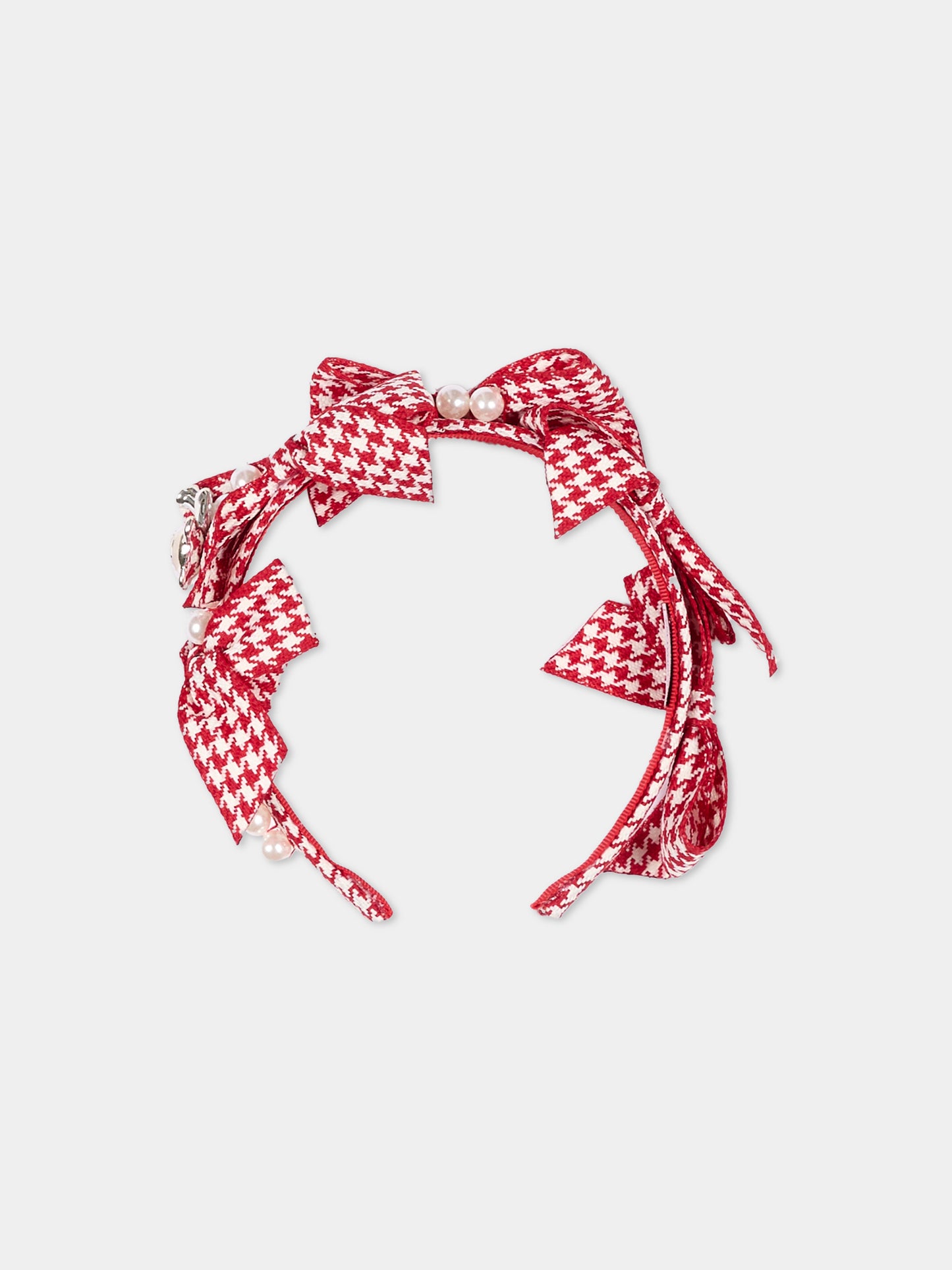 Cerchietto rosso per bambina con fiocchi,Monnalisa,19H010 8055 0143
