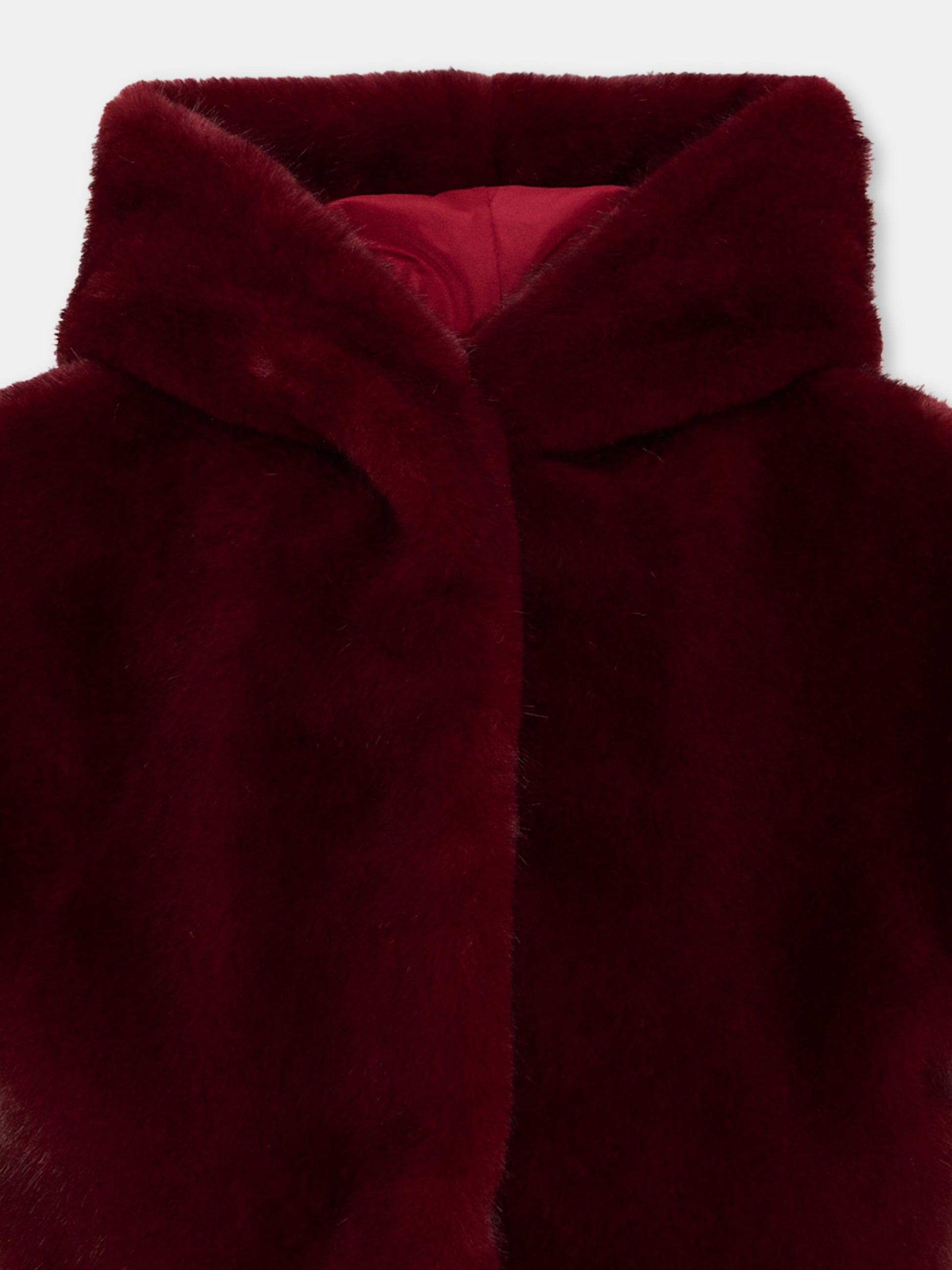 Gilet rosso per bambina in eco-pelliccia,Monnalisa,17H105 8034 0069
