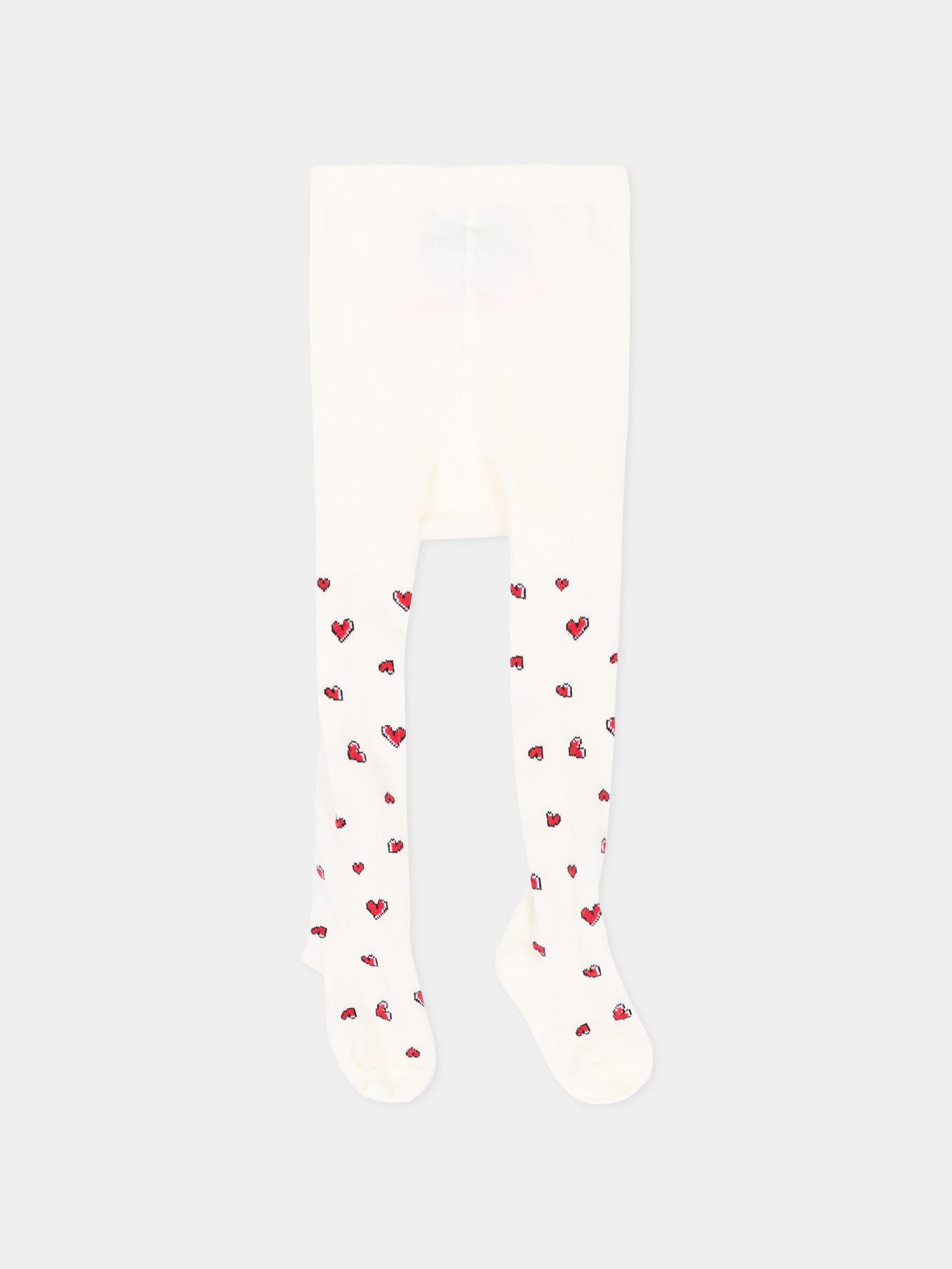 Collant avorio per neonata con cuori,Monnalisa,39H009 8082 0143