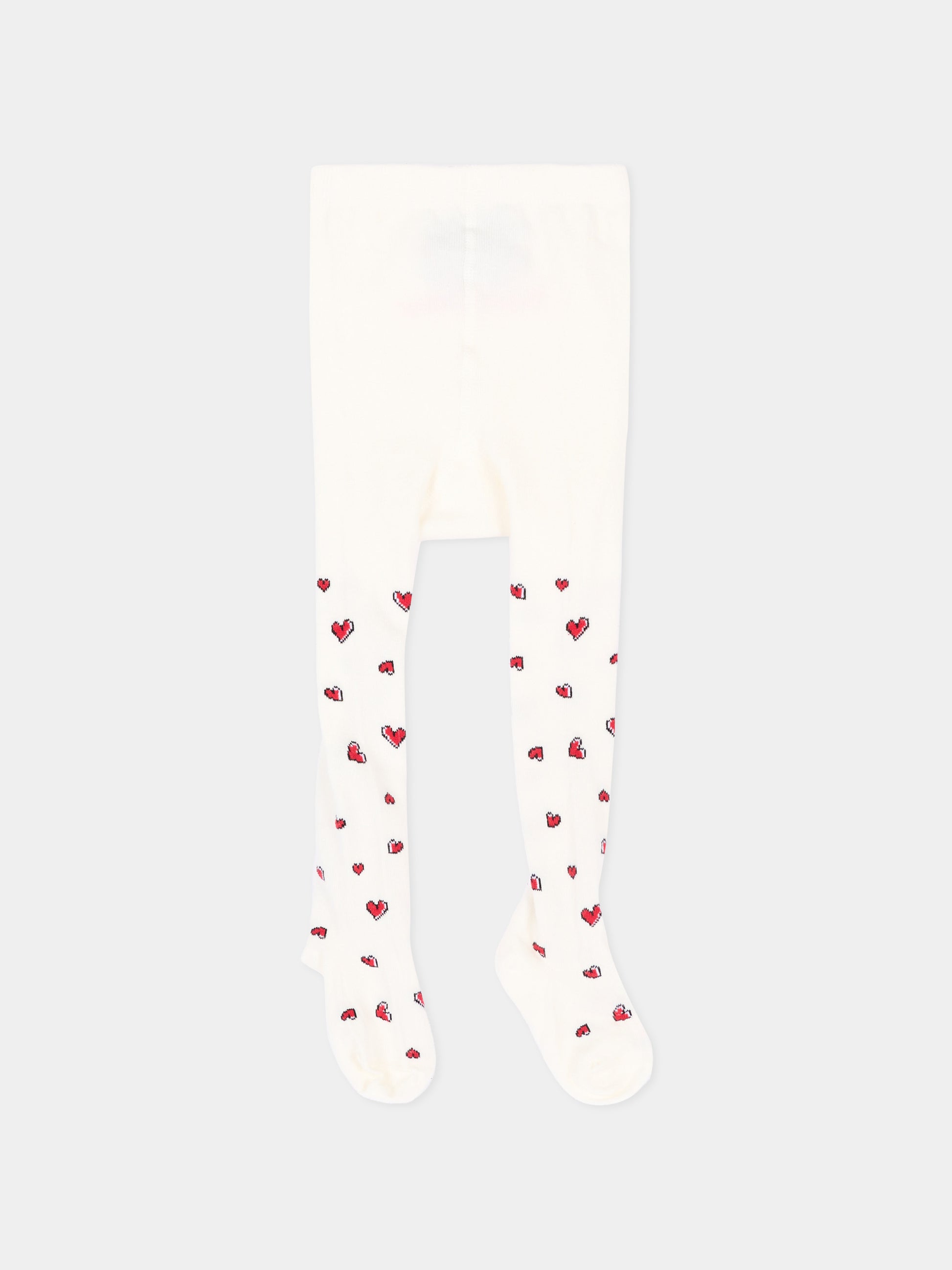 Collant avorio per neonata con cuori,Monnalisa,39H009 8082 0143