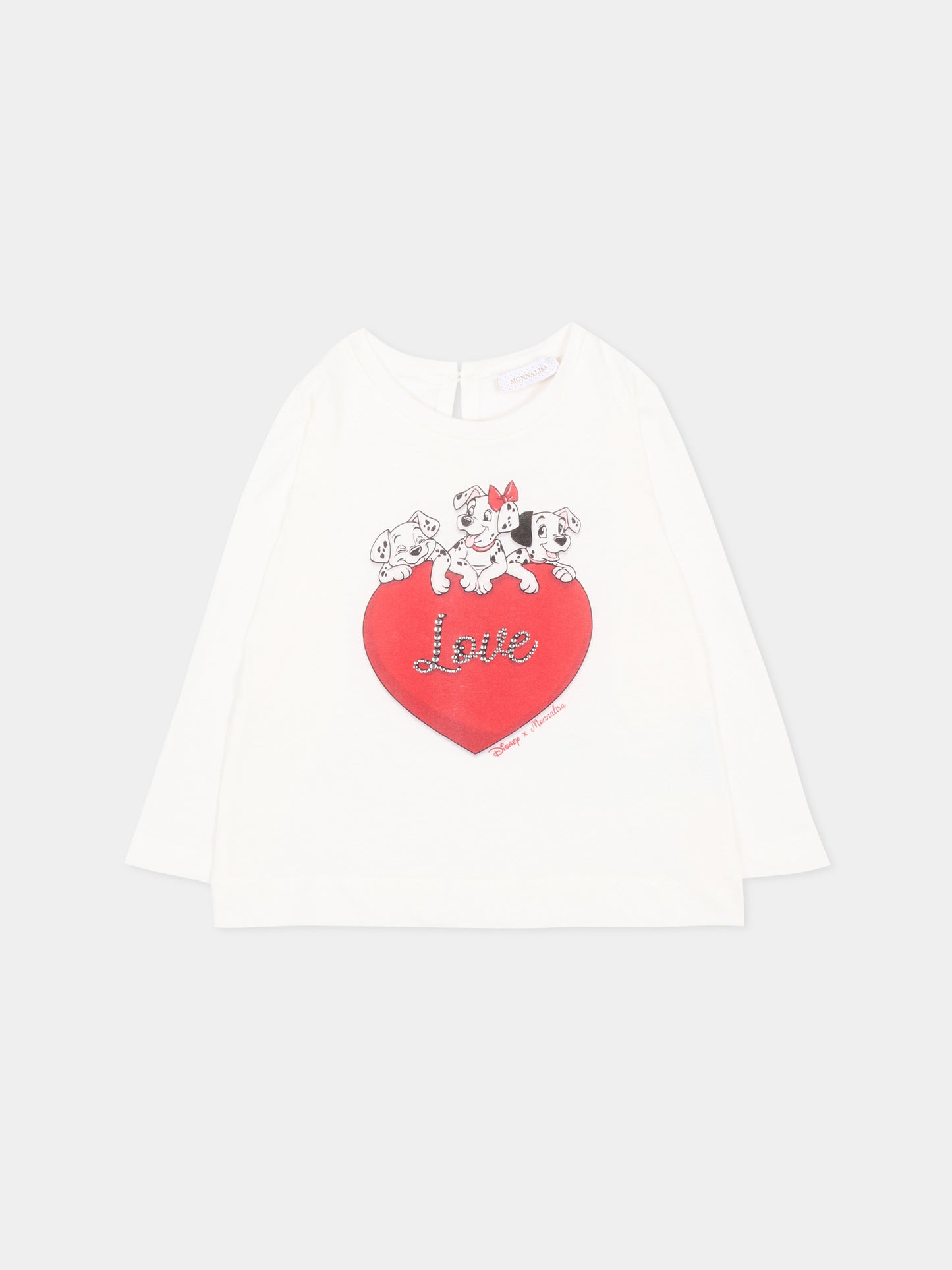T-Shirt avorio per neonata con cani,Monnalisa,39H614 8002 0001