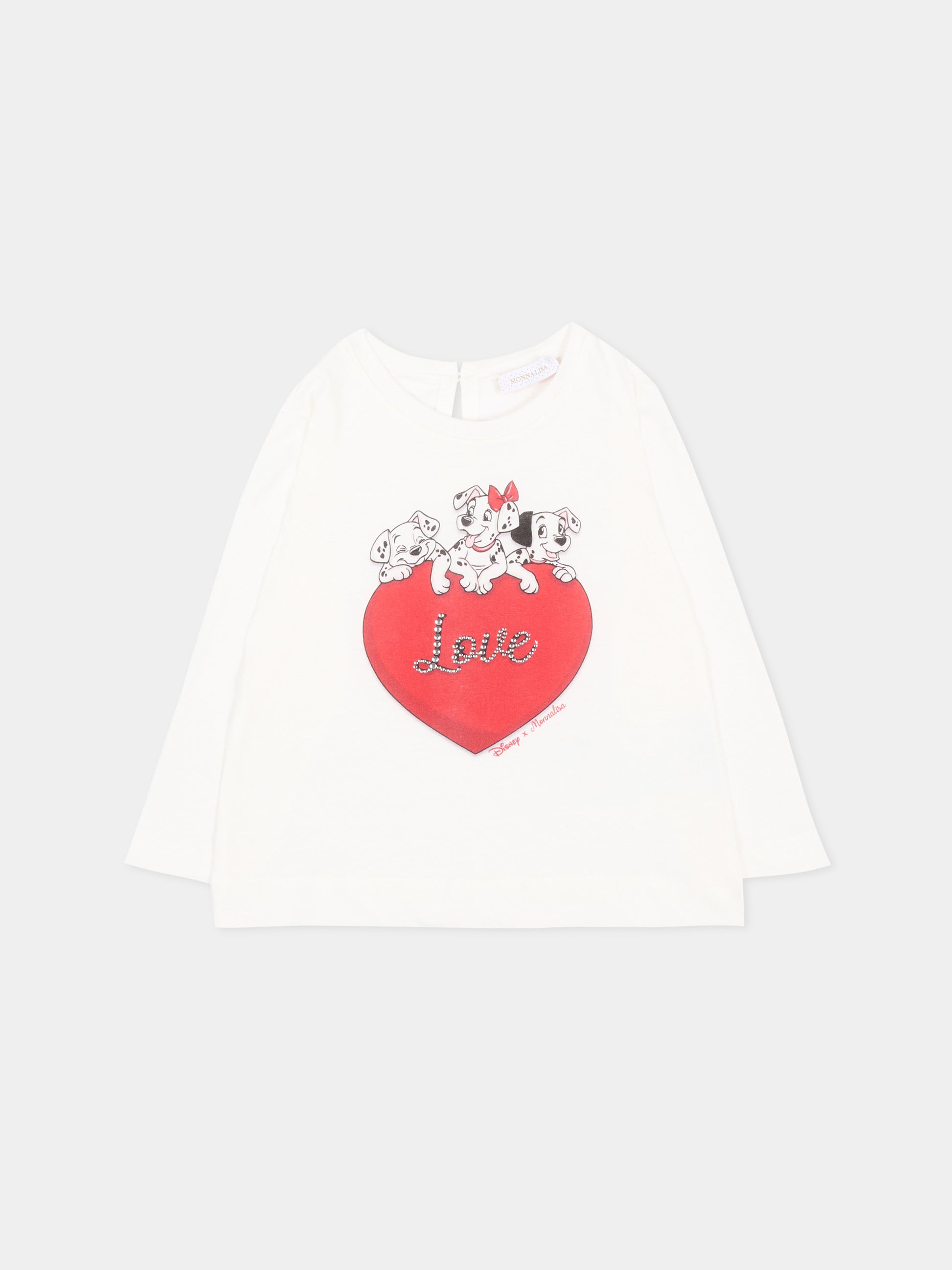 T-Shirt avorio per neonata con cani,Monnalisa,39H614 8002 0001