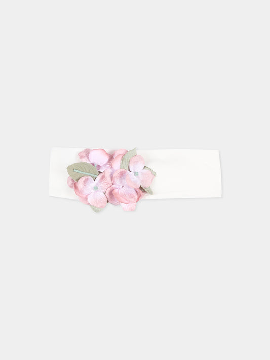 Fascia avorio per neonata con fiori,Monnalisa,73H000 8201 0001