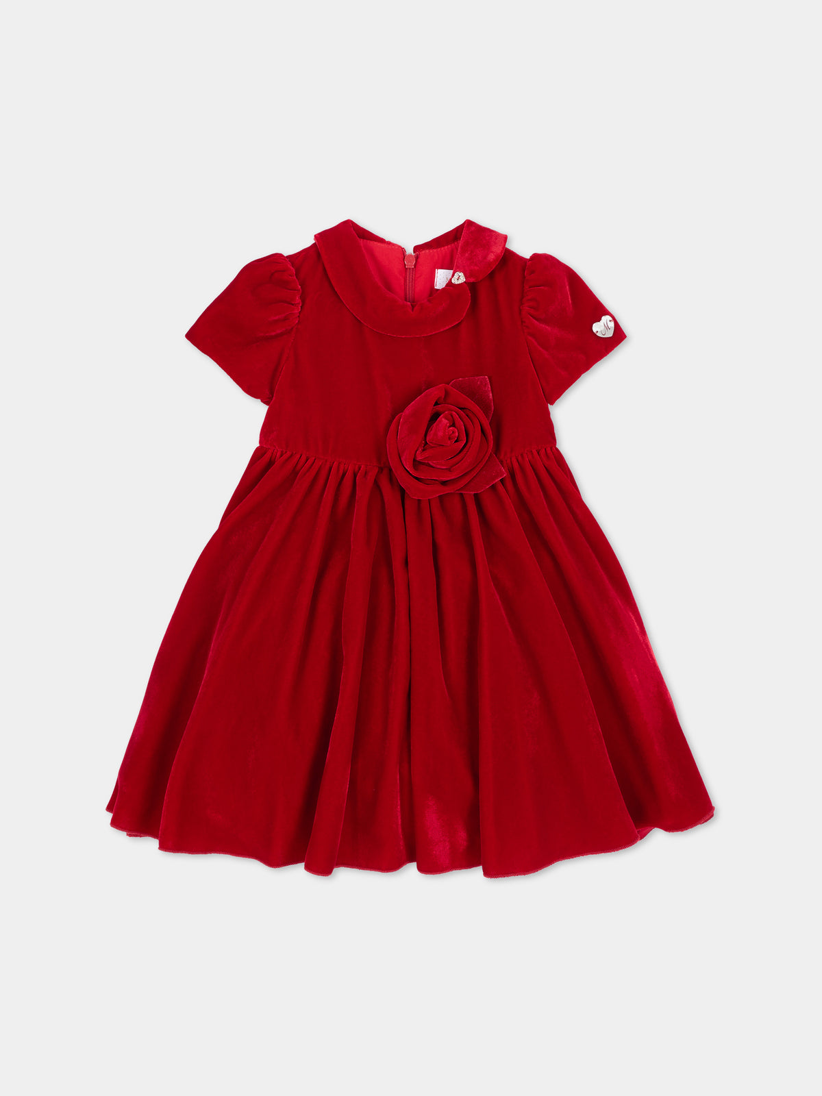 Abito elegante rosso per neonata con fiore,Monnalisa,73H901 8803 0043