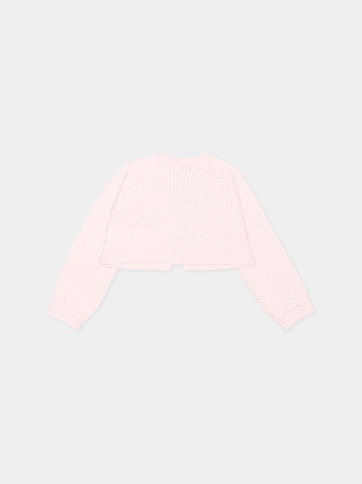 Cardigan rosa per neonata con logo,Monnalisa,73H801 8060 0091