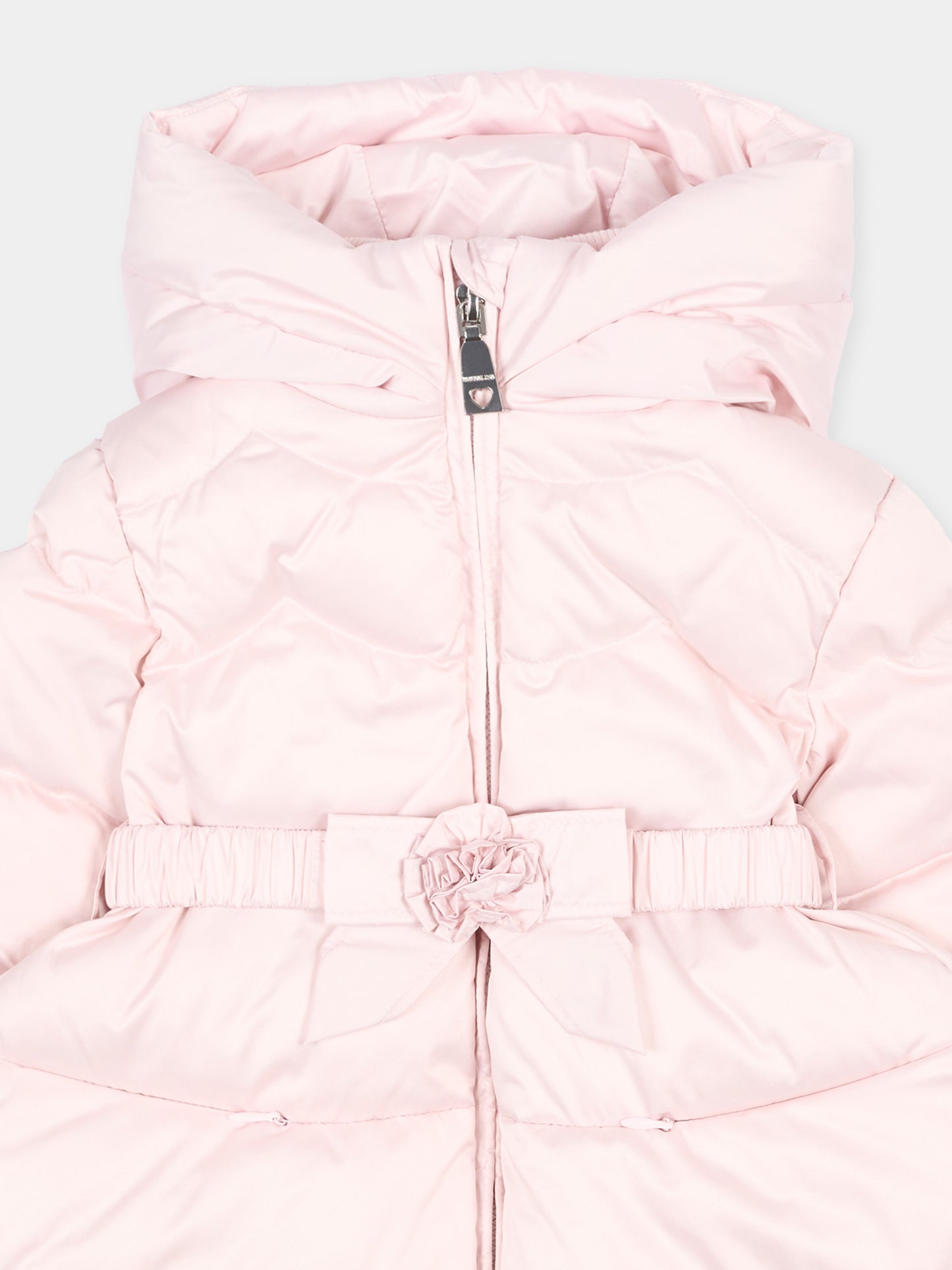 Piumino rosa per neonata con cintura,Monnalisa,37H102 8026 0013