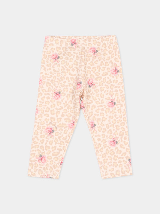 Leggings multicolor per neonata leopardati,Monnalisa,39H402NP 8009 0080