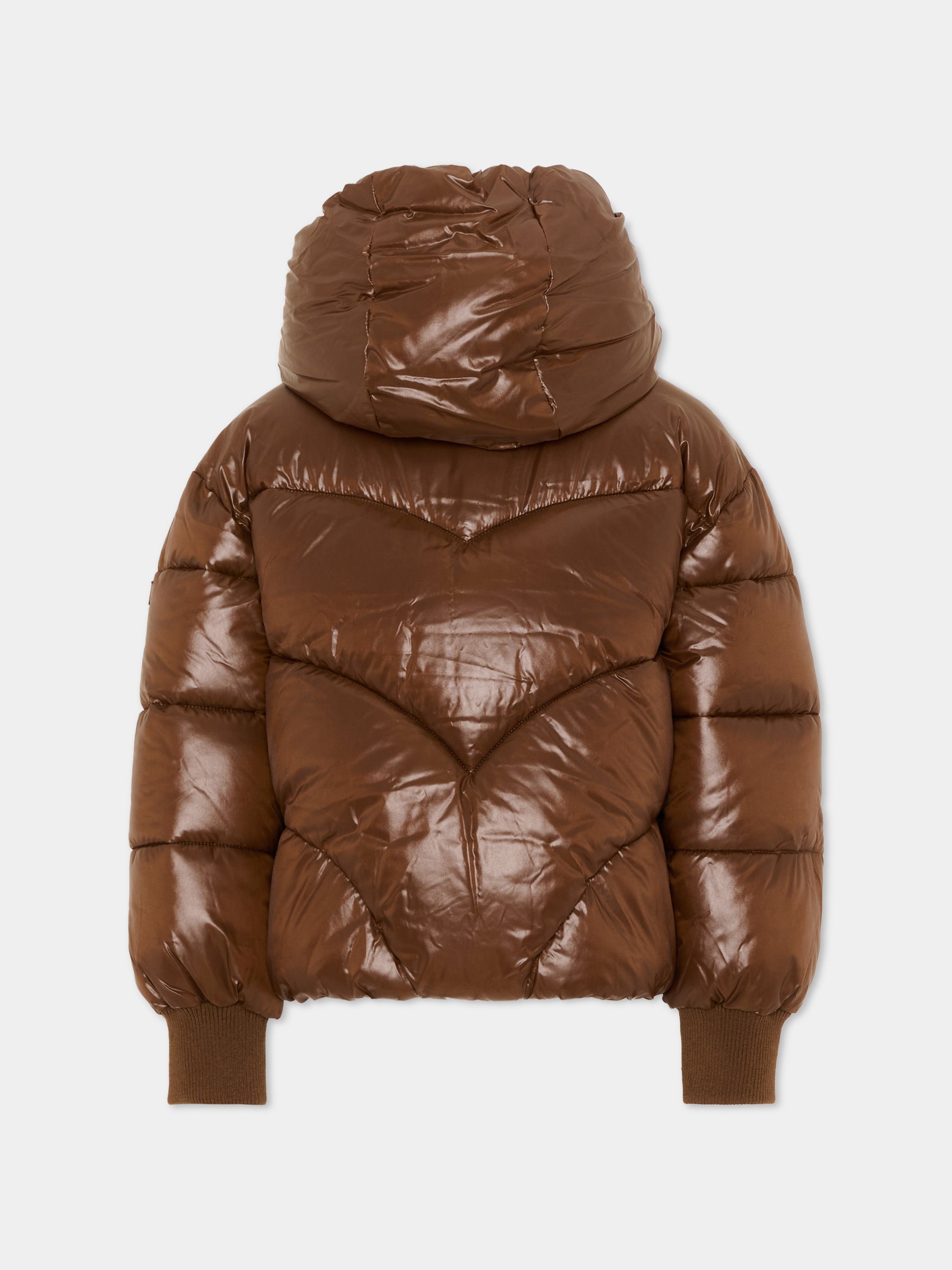 Piumino marrone per bambina con logo,Monnalisa,17H107 8022 0006
