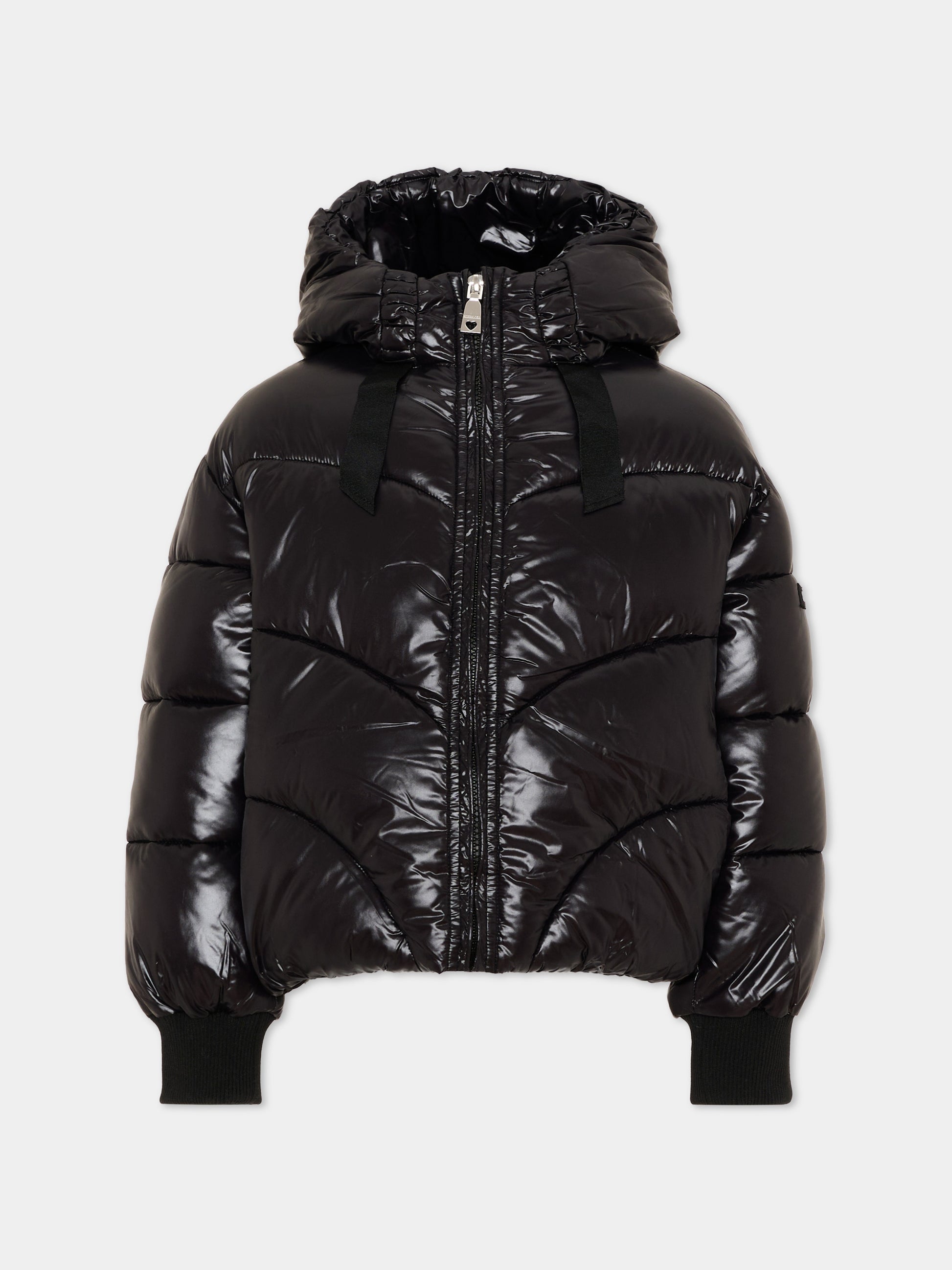 Piumino nero per bambina con logo,Monnalisa,17H107 8022 0050