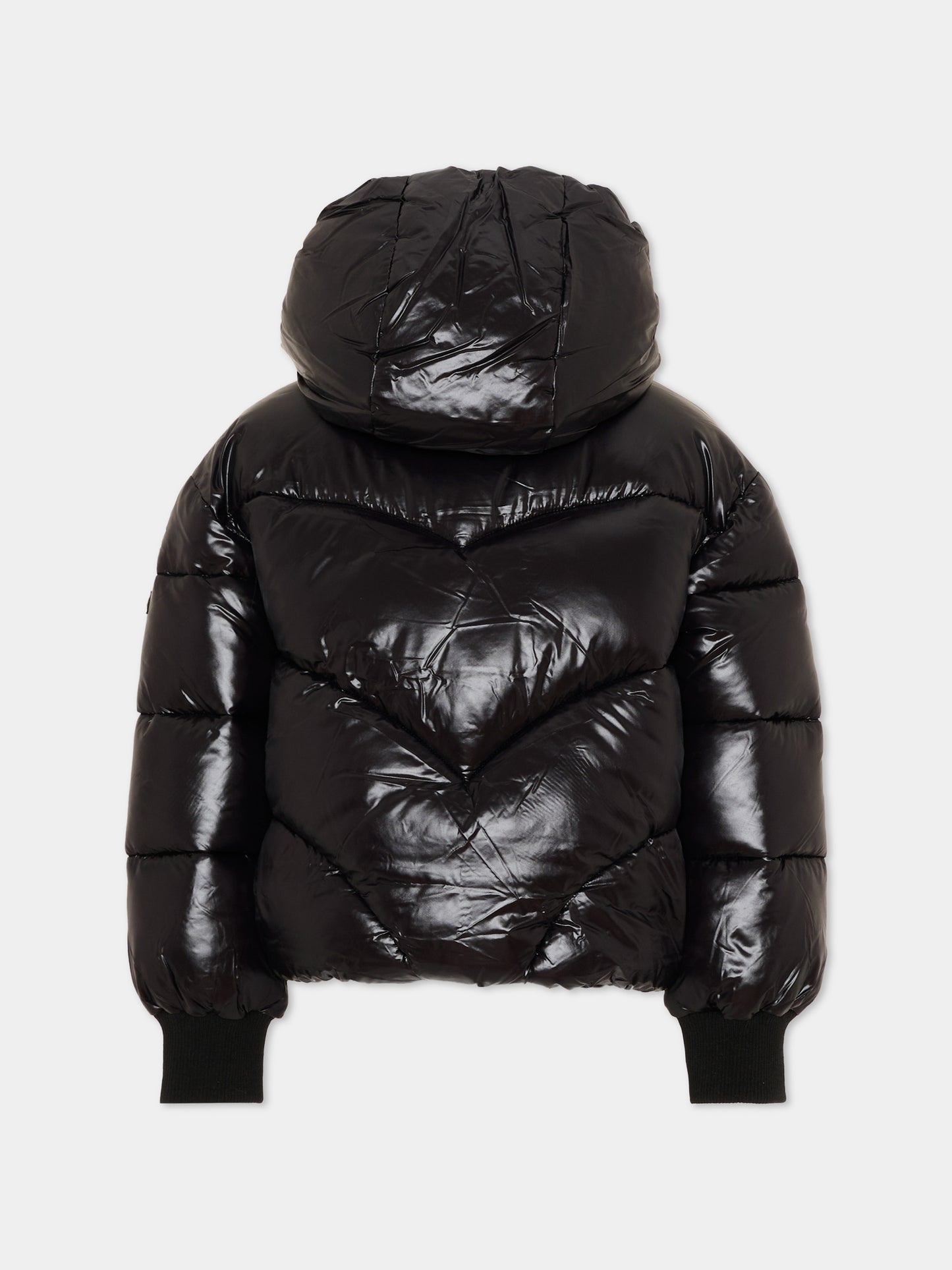 Piumino nero per bambina con logo,Monnalisa,17H107 8022 0050