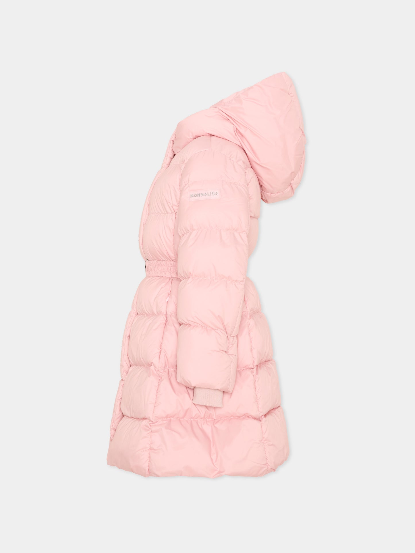 Piumino rosa per bambina con cintura,Monnalisa,17H100 8020 0094