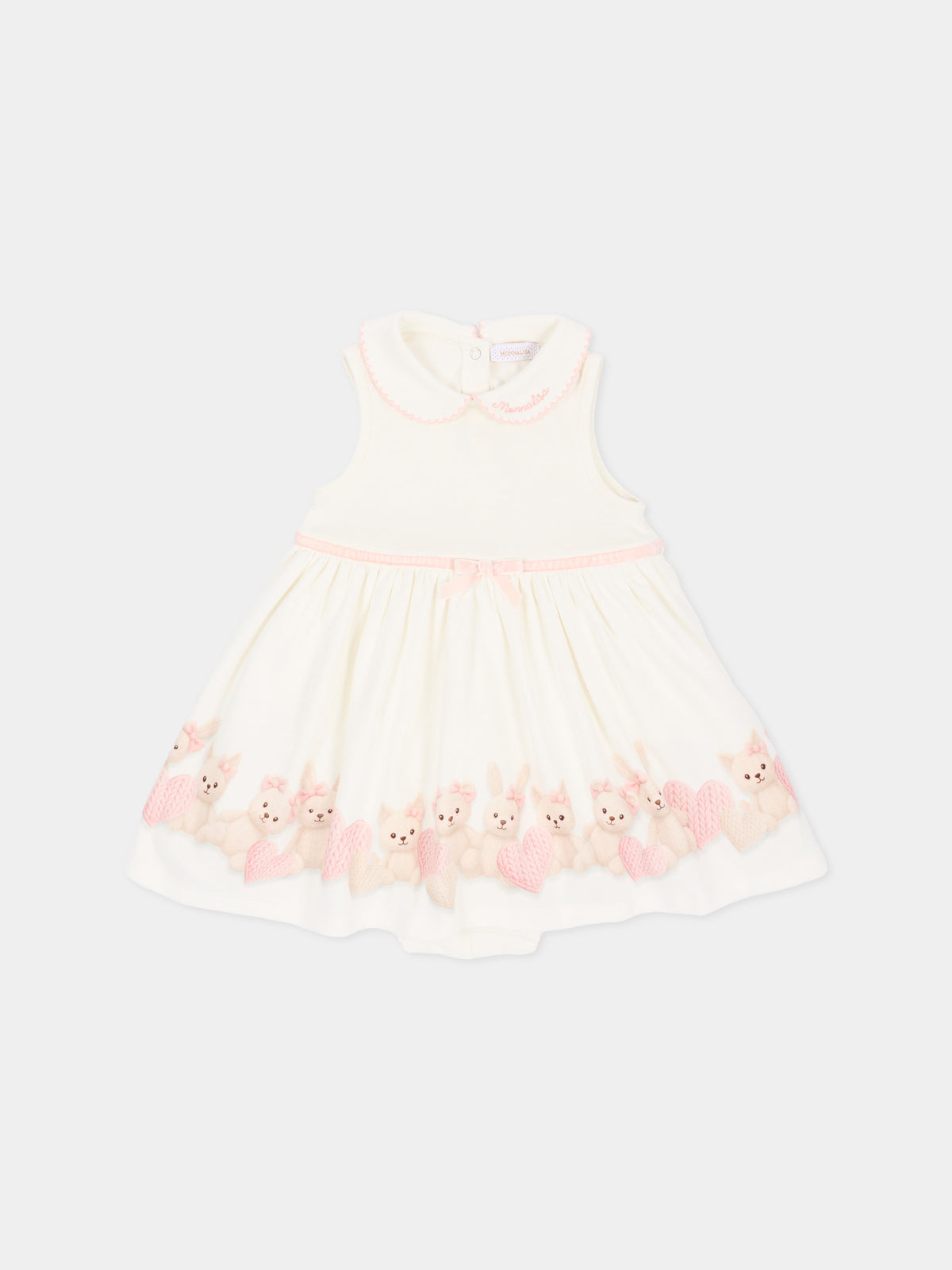 Vestito avorio per neonata con conigli,Monnalisa,35H507 8001 0191
