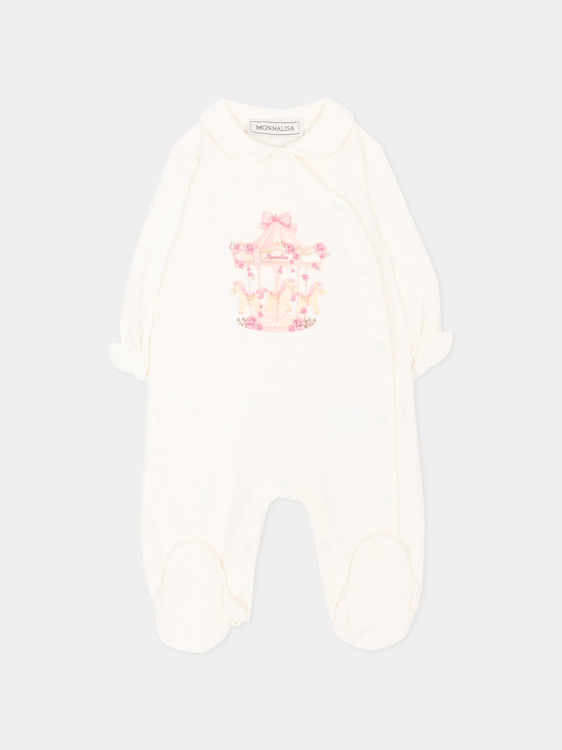 Set tutina avorio per neonata con giostra,Monnalisa,35H509 8000 0001