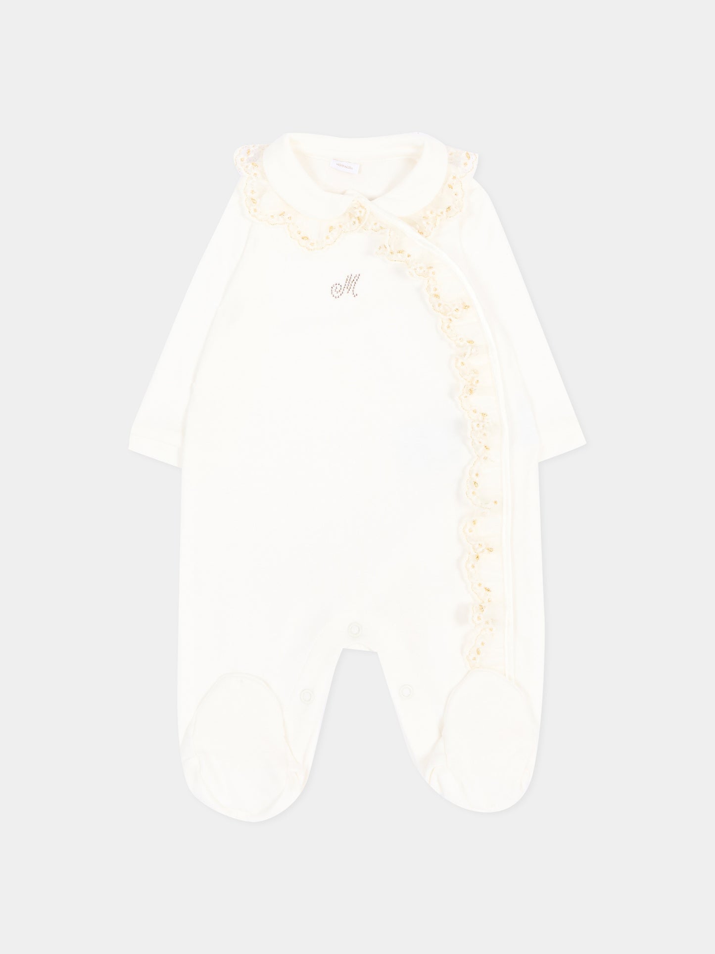 Set tutina avorio per neonata con pizzo,Monnalisa,35H503 8070 0001