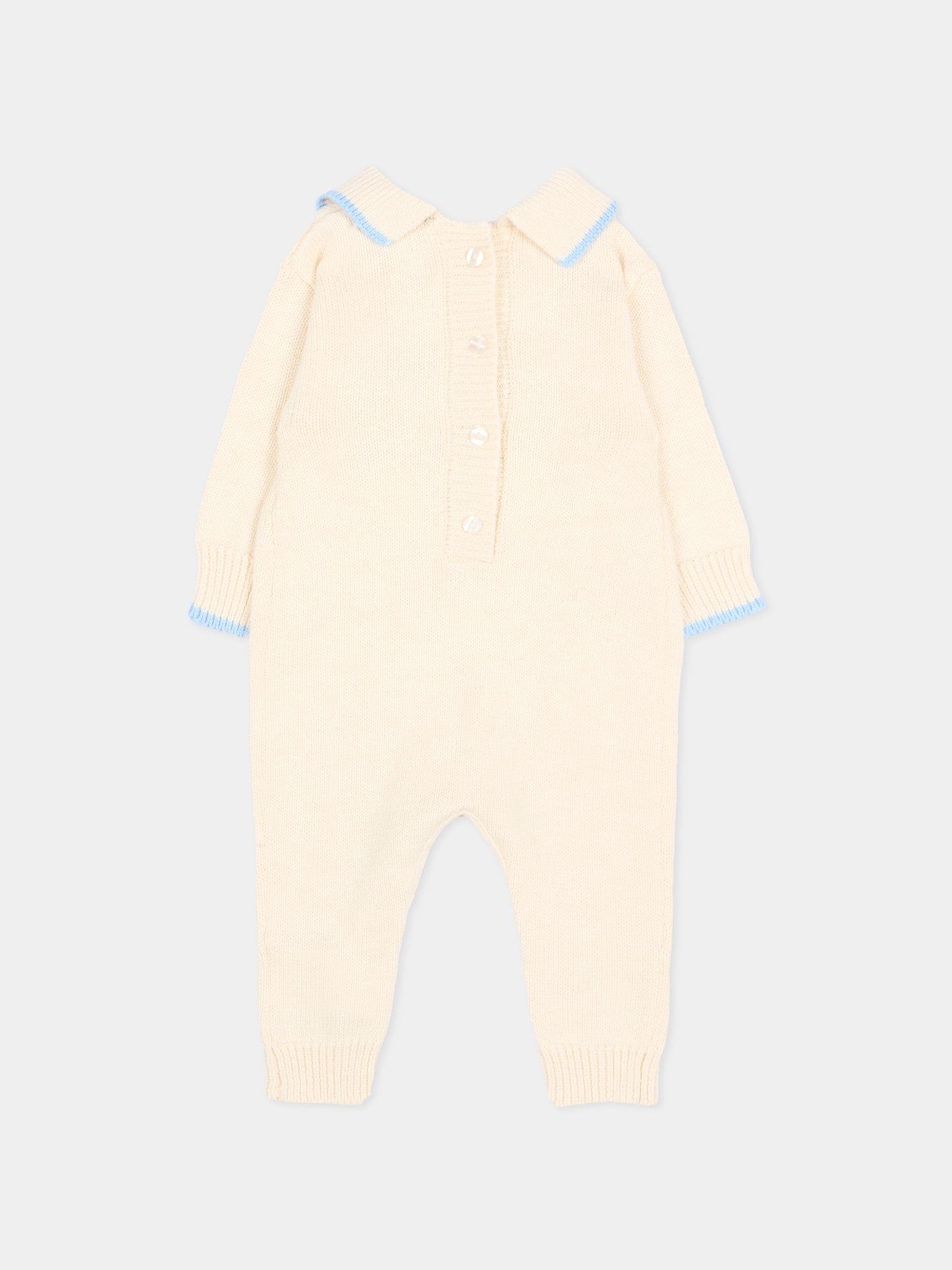 Tutina beige per neonato con orsetto,Monnalisa,22H202 8060 029F