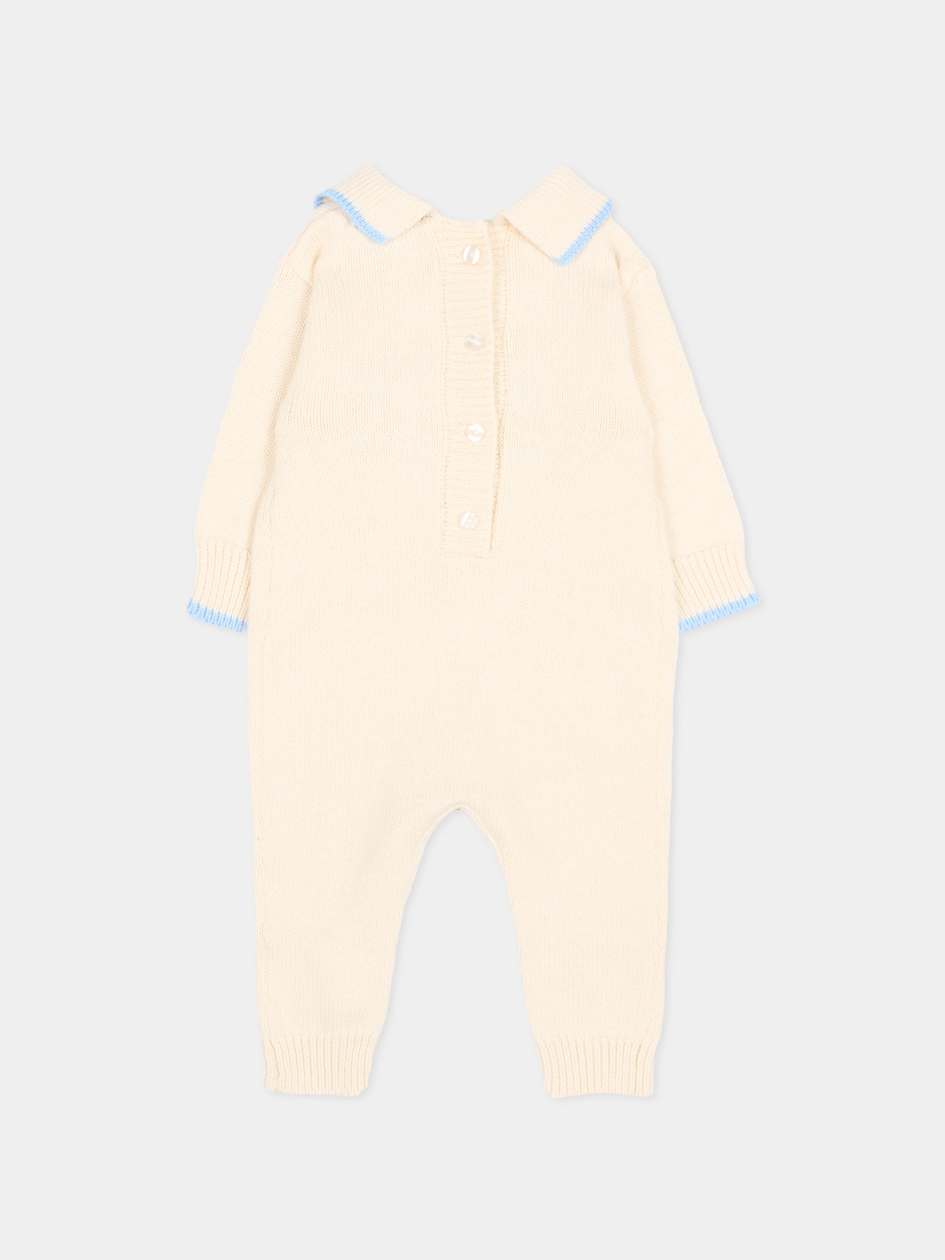 Tutina beige per neonato con orsetto,Monnalisa,22H202 8060 029F