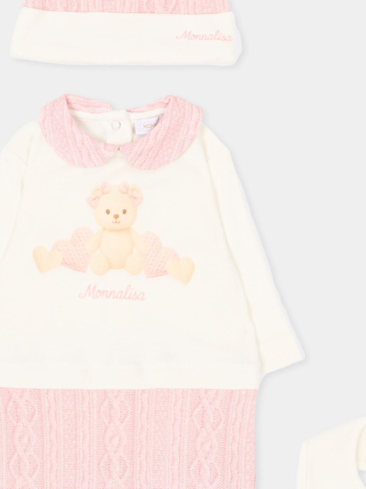 Set Tutina rosa per neonata con orsetto,Monnalisa,35H506 8001 0191
