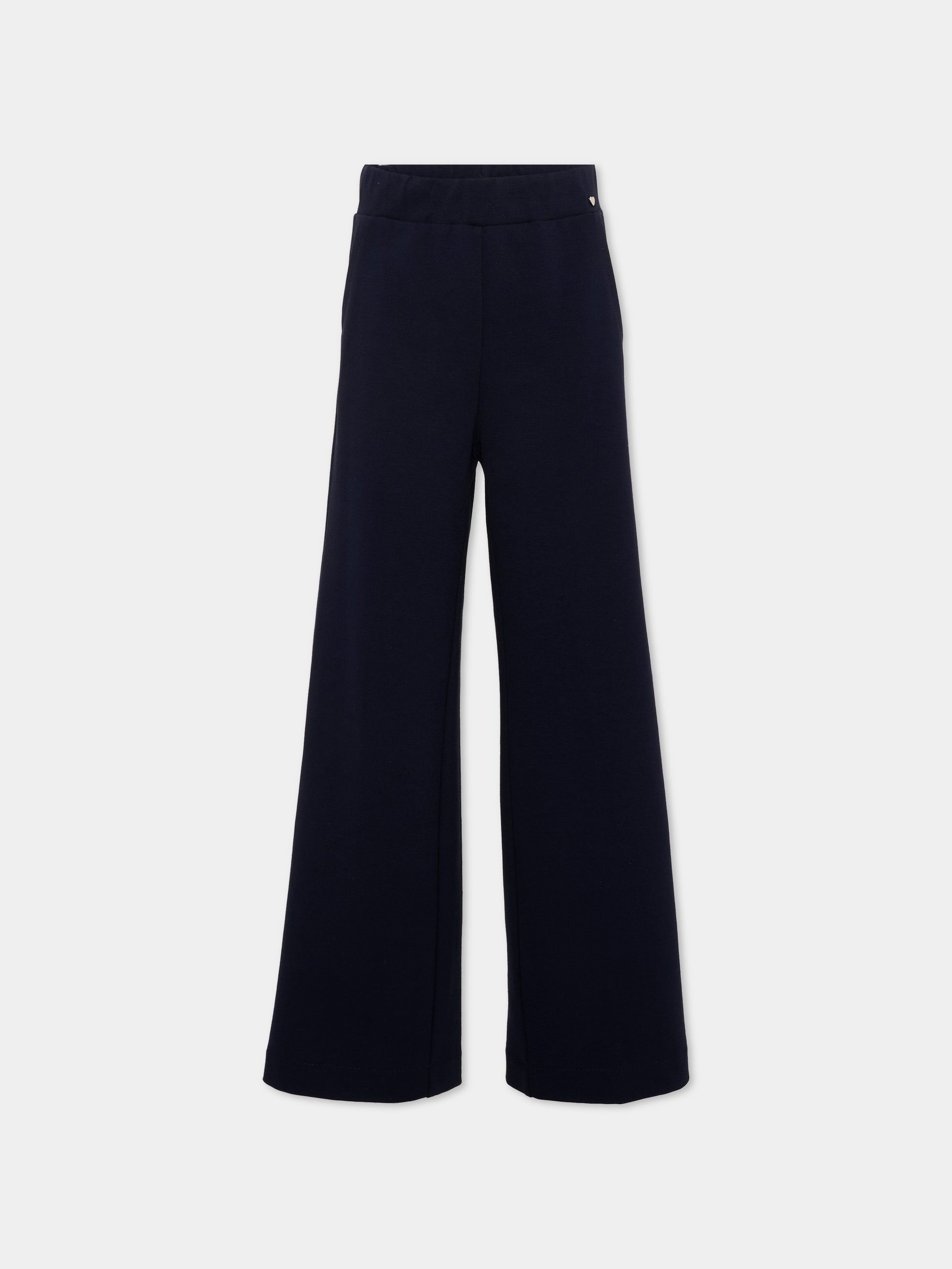Pantaloni blu per bambina a gamba larga,Monnalisa,18HANT 8225 056S