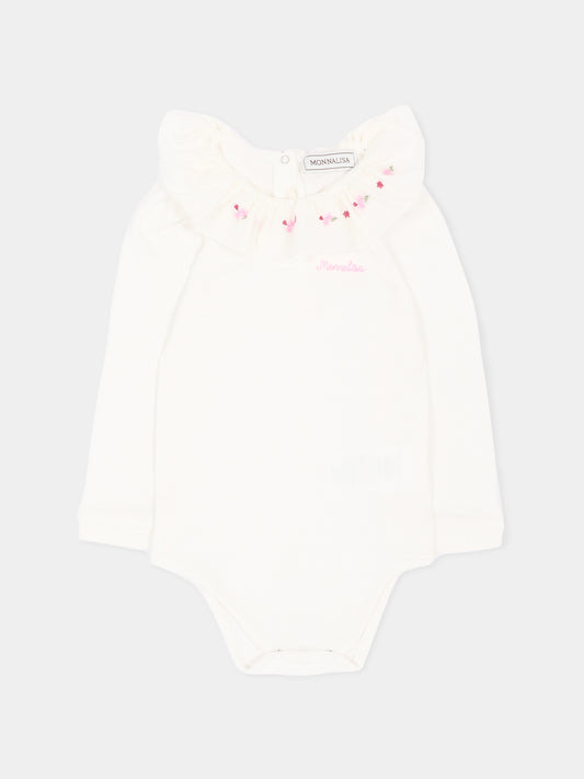 Body avorio per neonata con fiori,Monnalisa,35H300NP 8000 0001