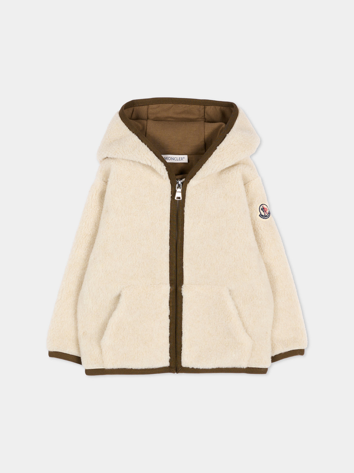 Ecopelliccia beige per neonato con logo,Moncler Kids,L2951 8G00005 89BLO 200